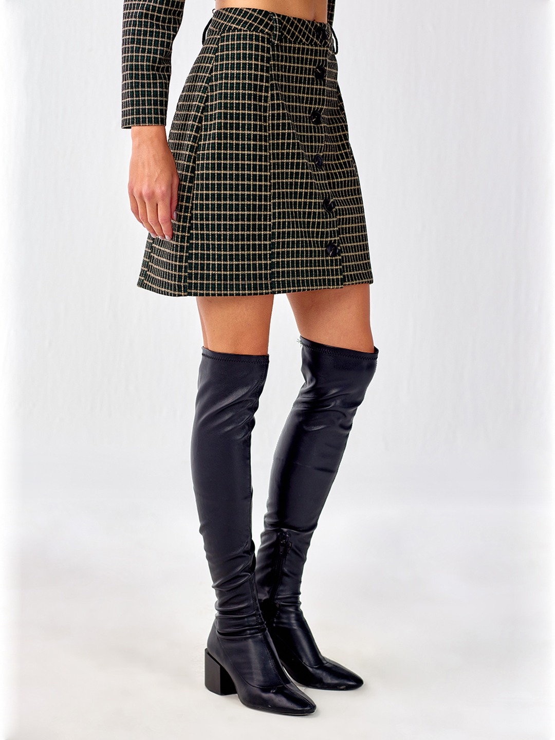 Green Check Jacquard Mini skirt