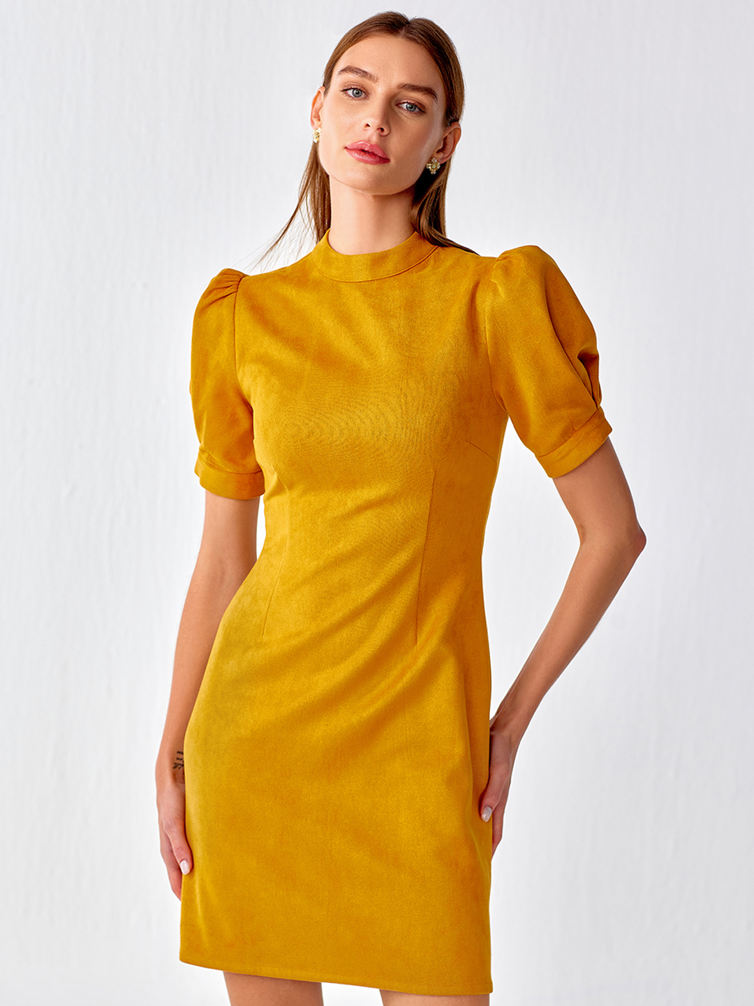 Mustard yellow shift dress online