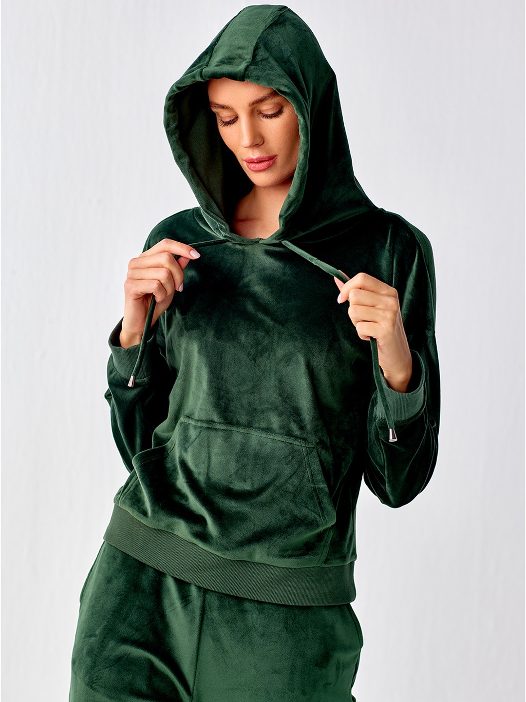 Green velvet hoodie clearance
