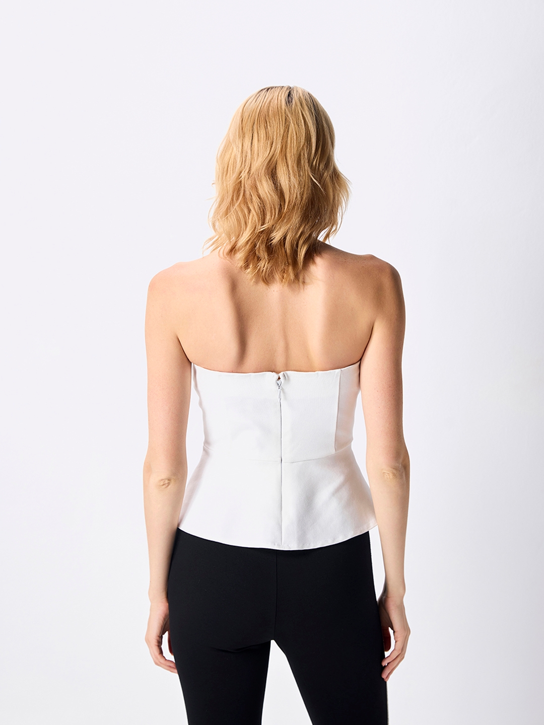 White Ruched Bandeau Top  Sajna –