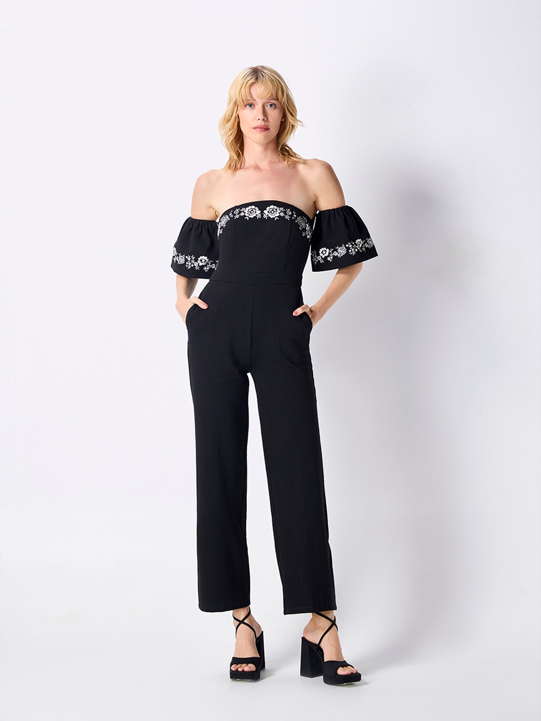 Black bardot jumpsuit