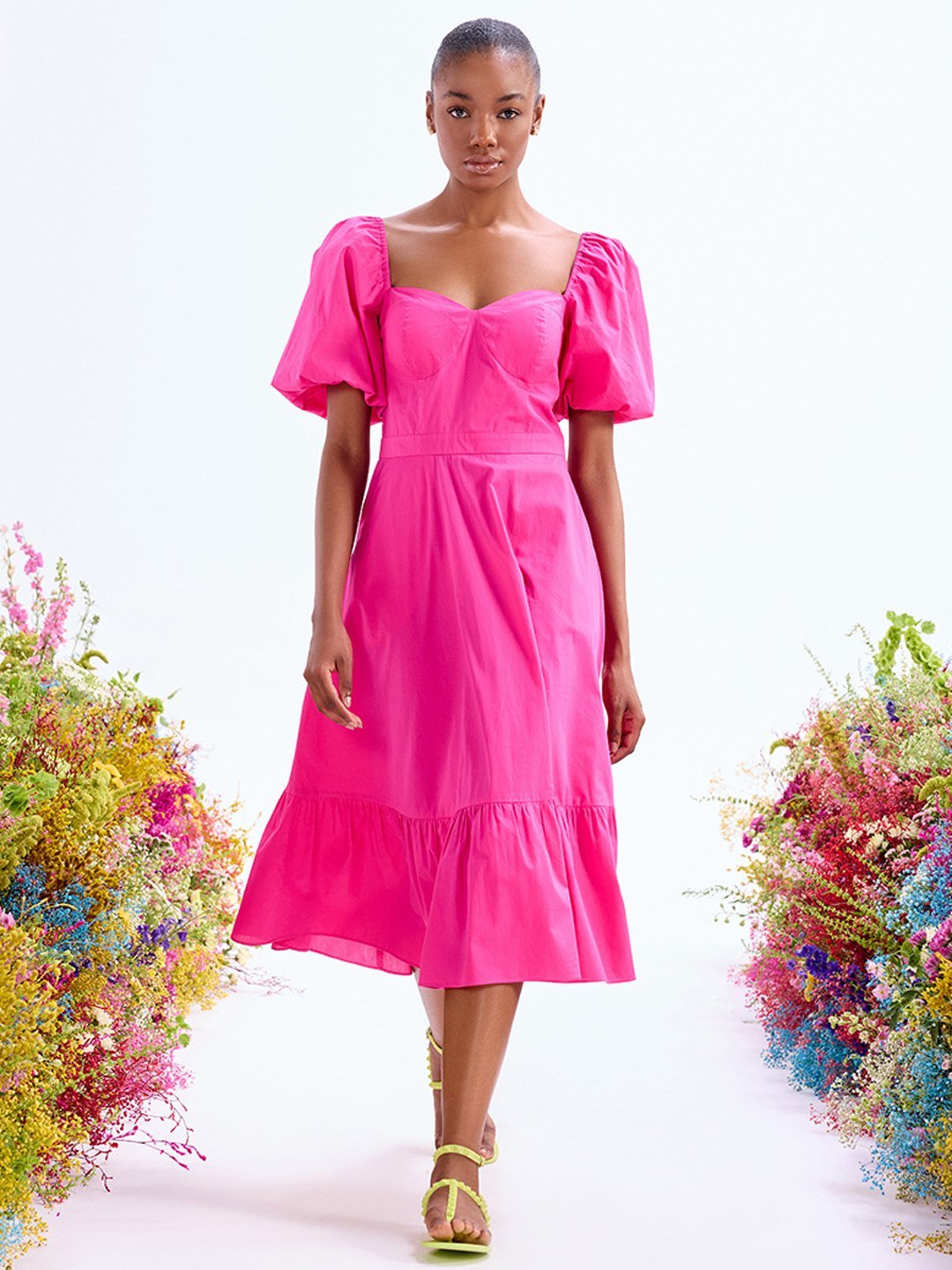 Fuschia fit and flare dress store