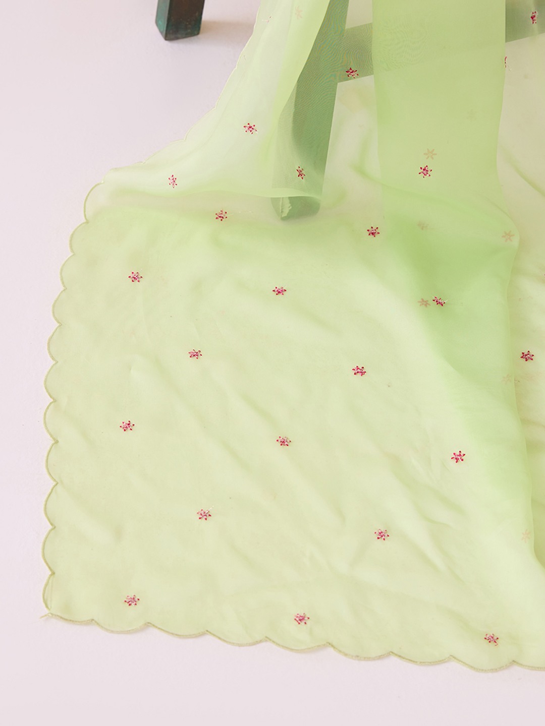 Sage Green Organza embroidered drape