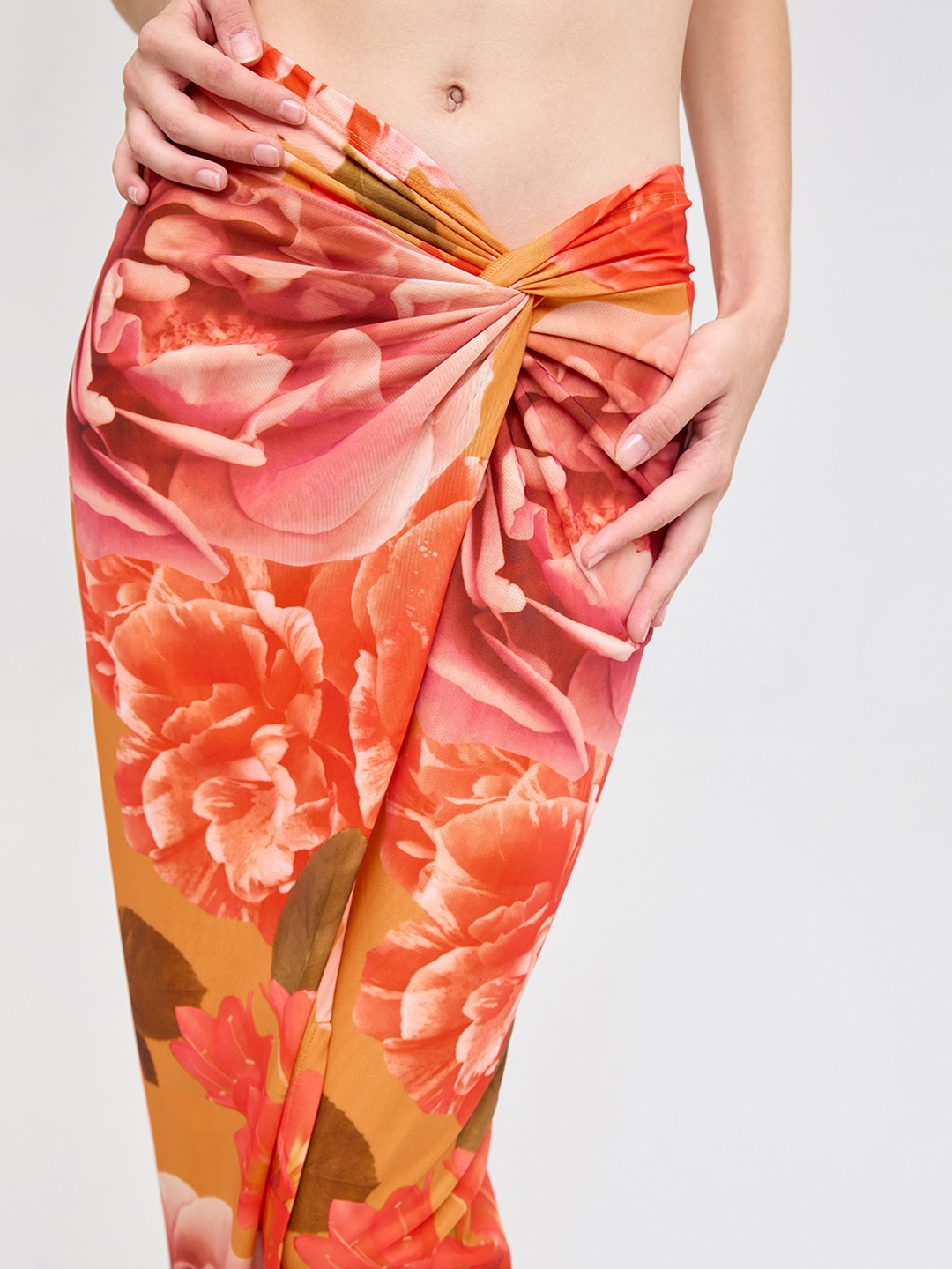 Orange floral maxi skirt top
