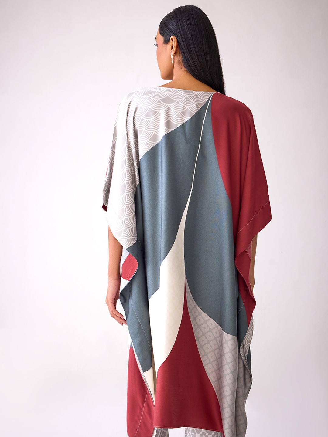 Floral Printed V Neck Kaftan