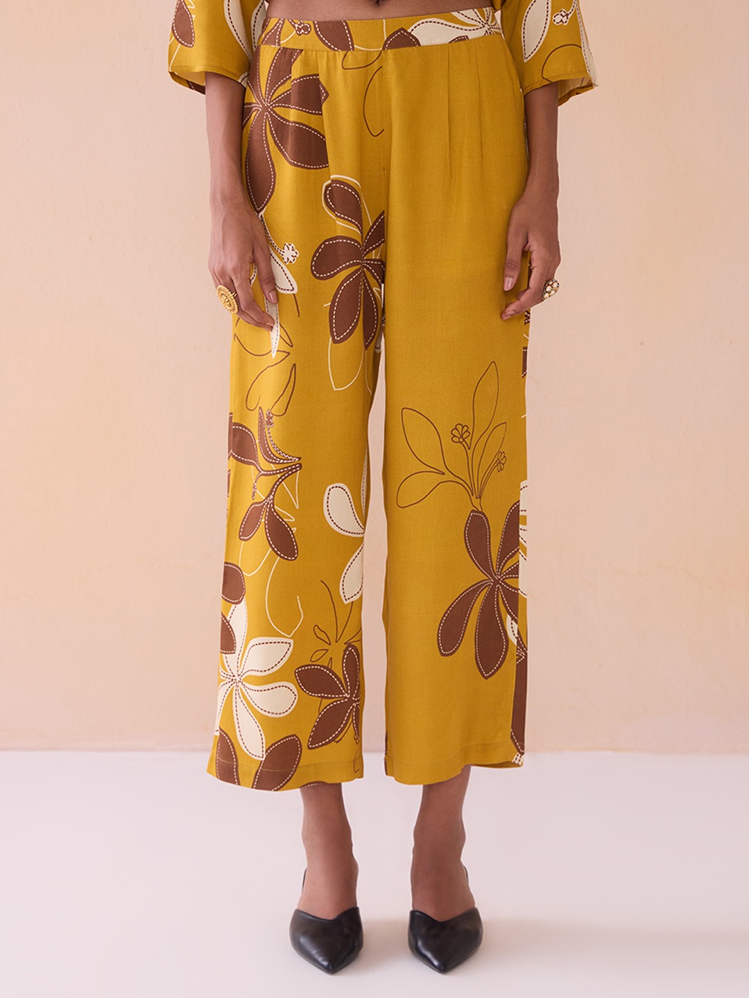 Ikigai Printd Mustard Straight Trouser