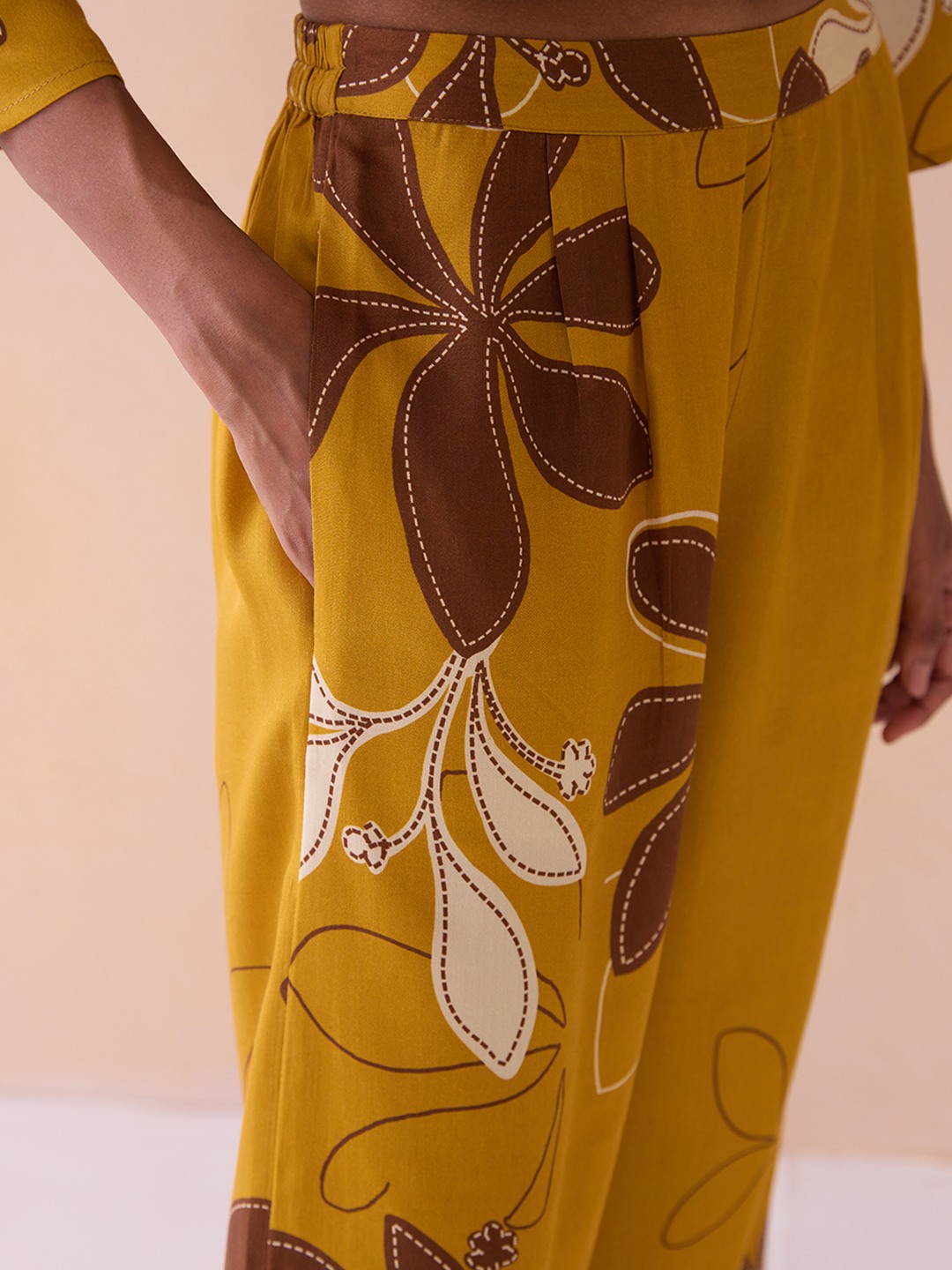 Ikigai Printd Mustard Straight Trouser