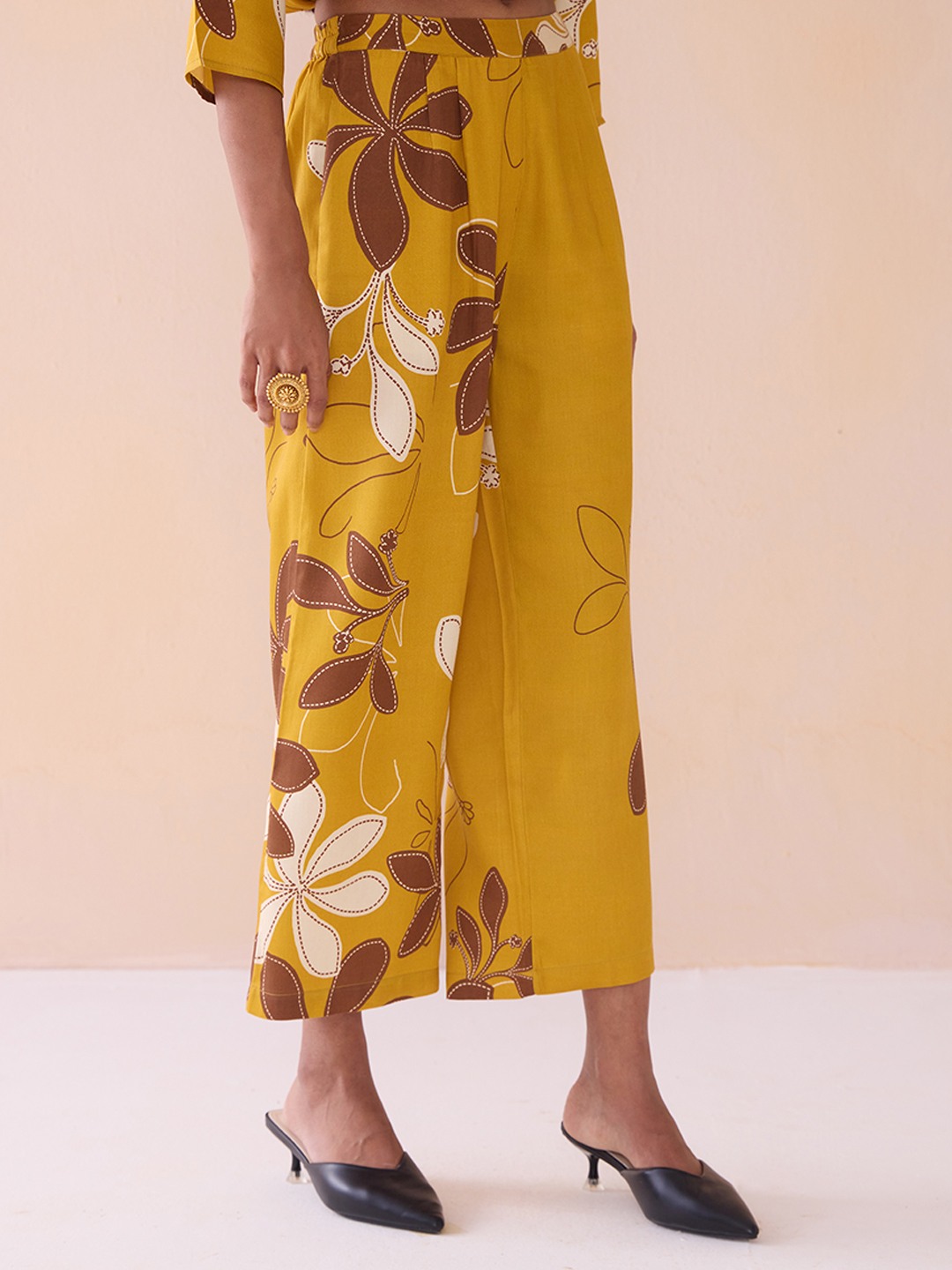 Ikigai Printd Mustard Straight Trouser