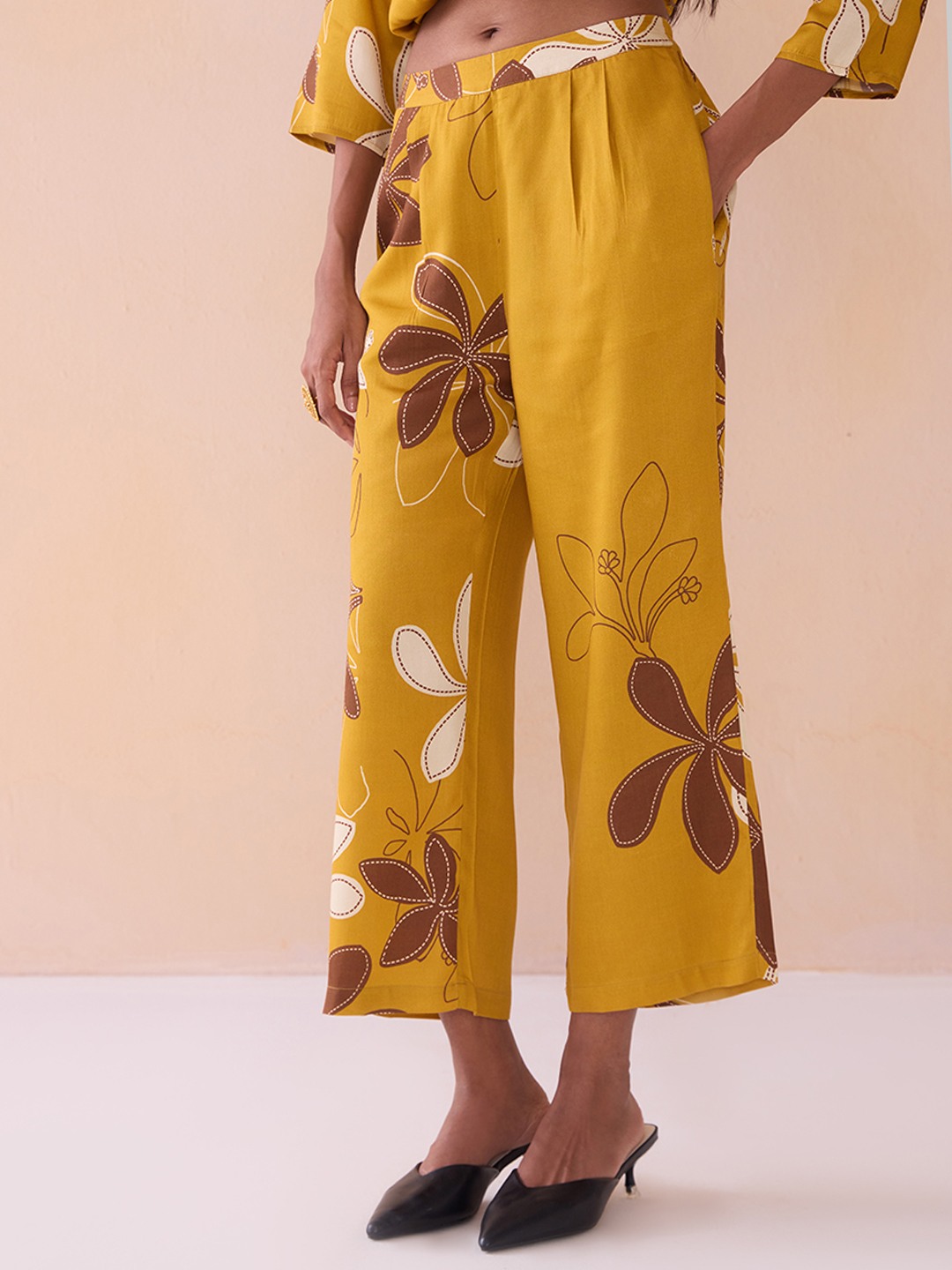 Ikigai Printd Mustard Straight Trouser