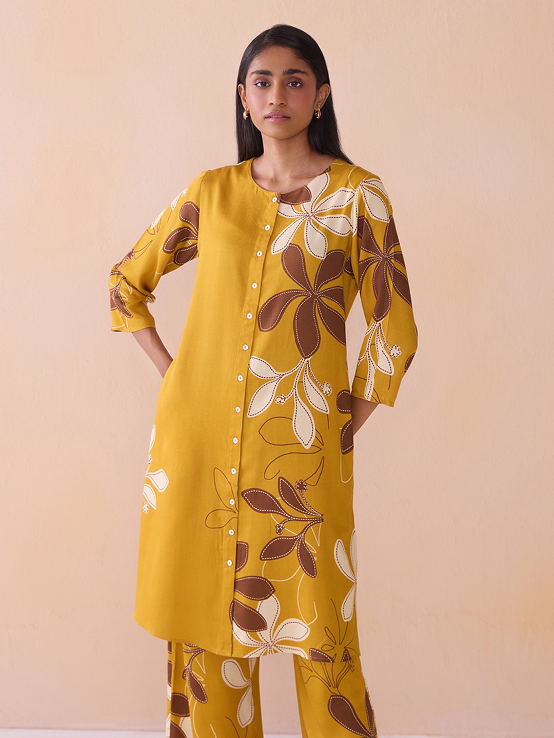 Ikigai Printd Mustard Straight Kurta