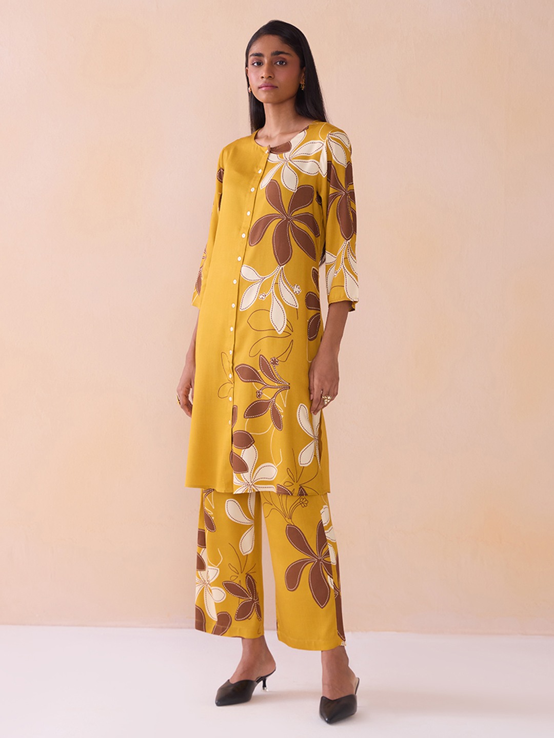 Ikigai Printd Mustard Straight Kurta