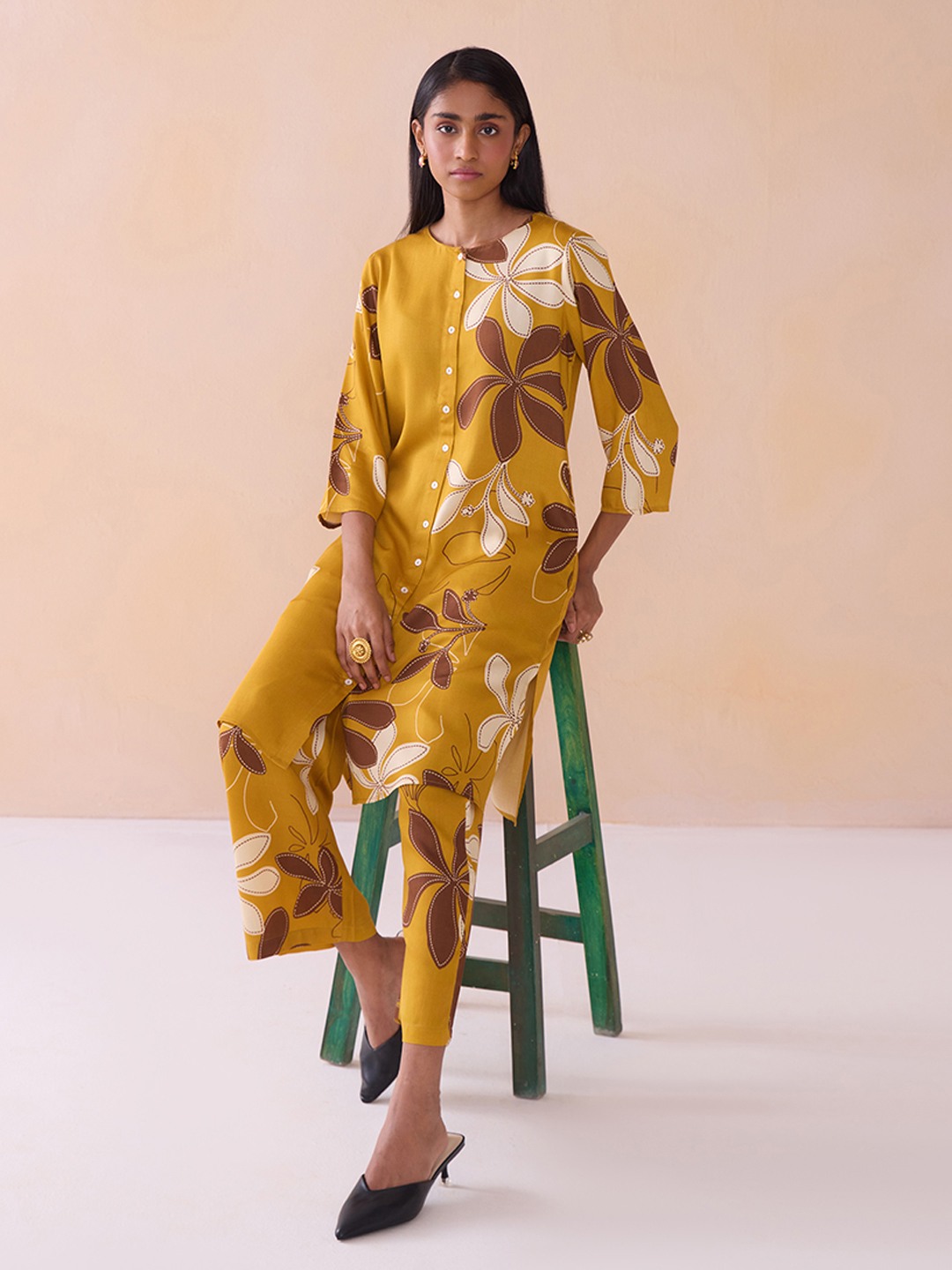 Ikigai Printd Mustard Straight Kurta