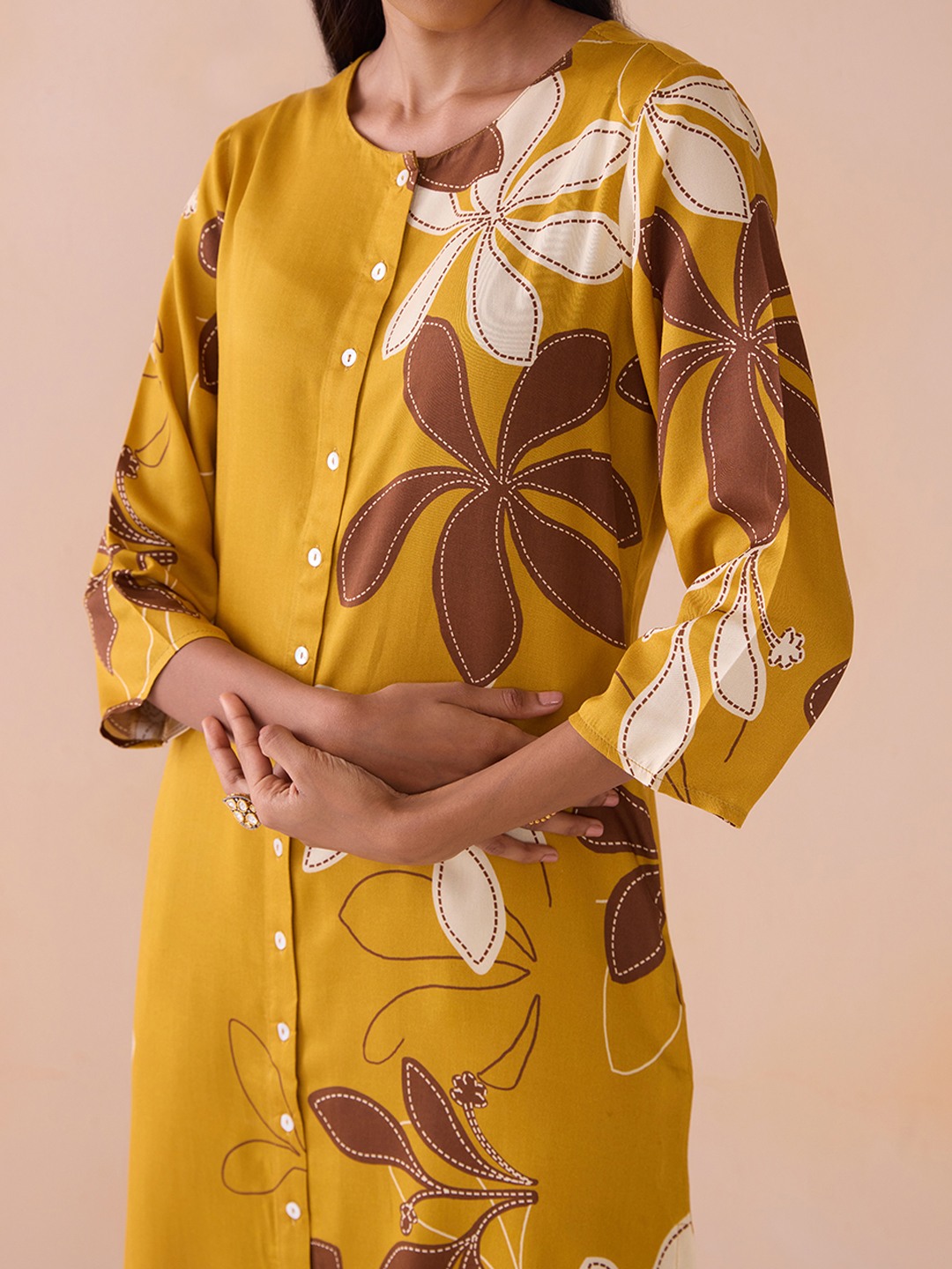 Ikigai Printd Mustard Straight Kurta