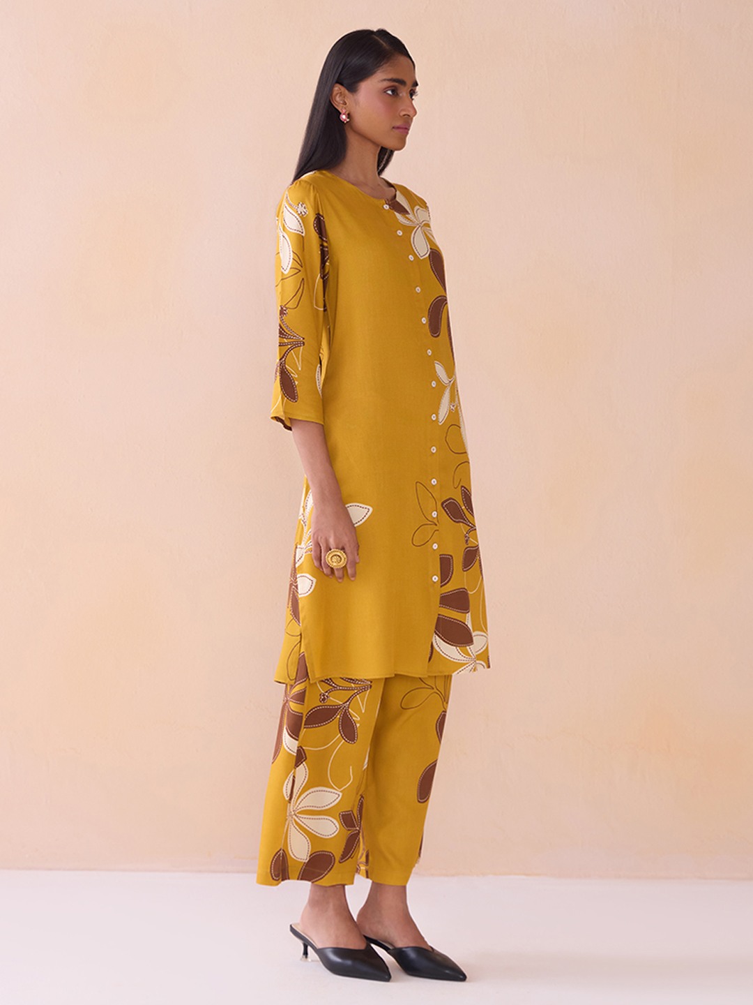 Ikigai Printd Mustard Straight Kurta