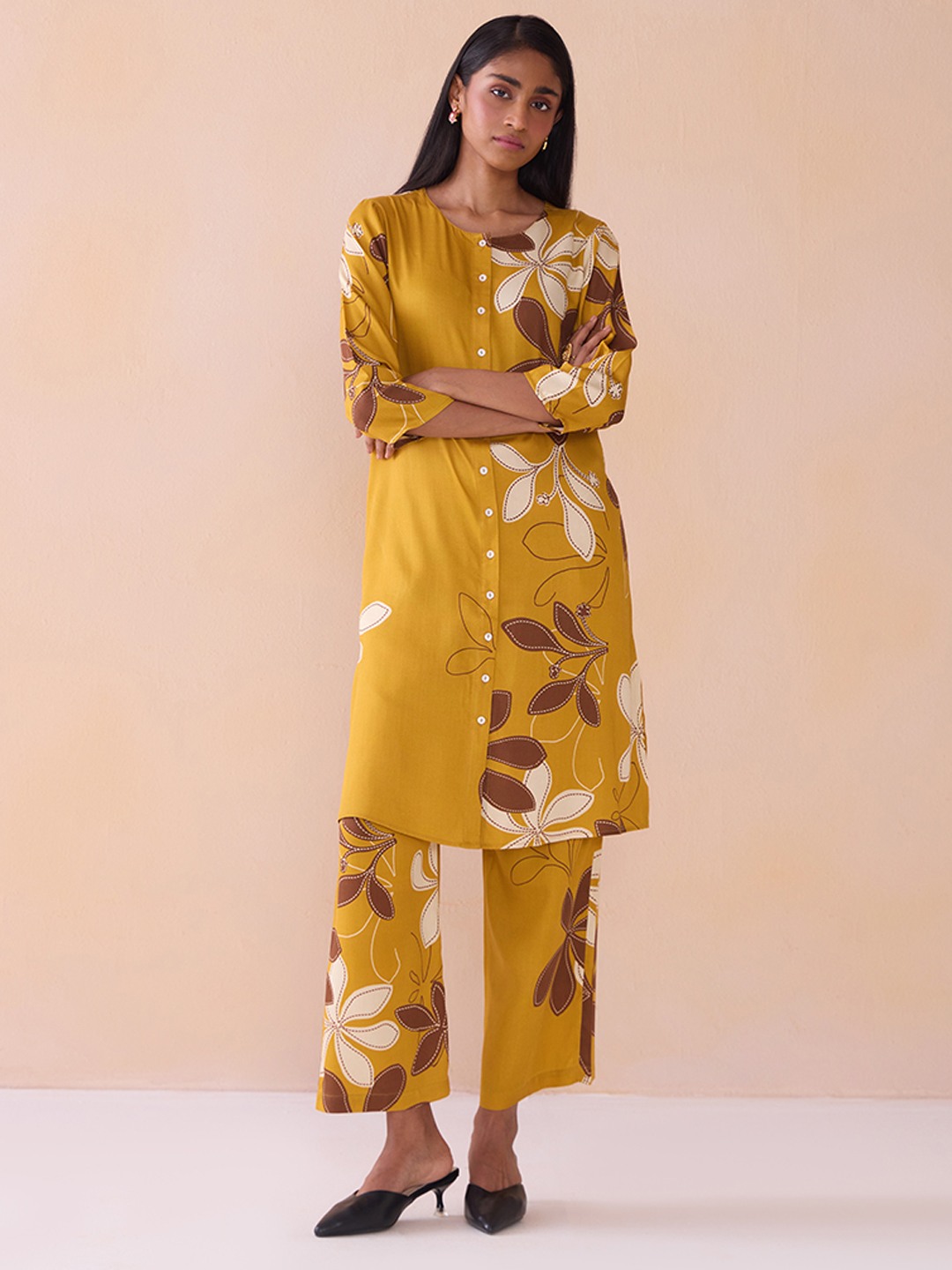 Ikigai Printd Mustard Straight Kurta