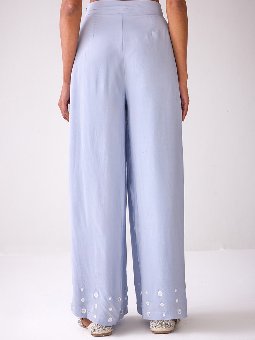 Mirror Embroidered Flared Trouser