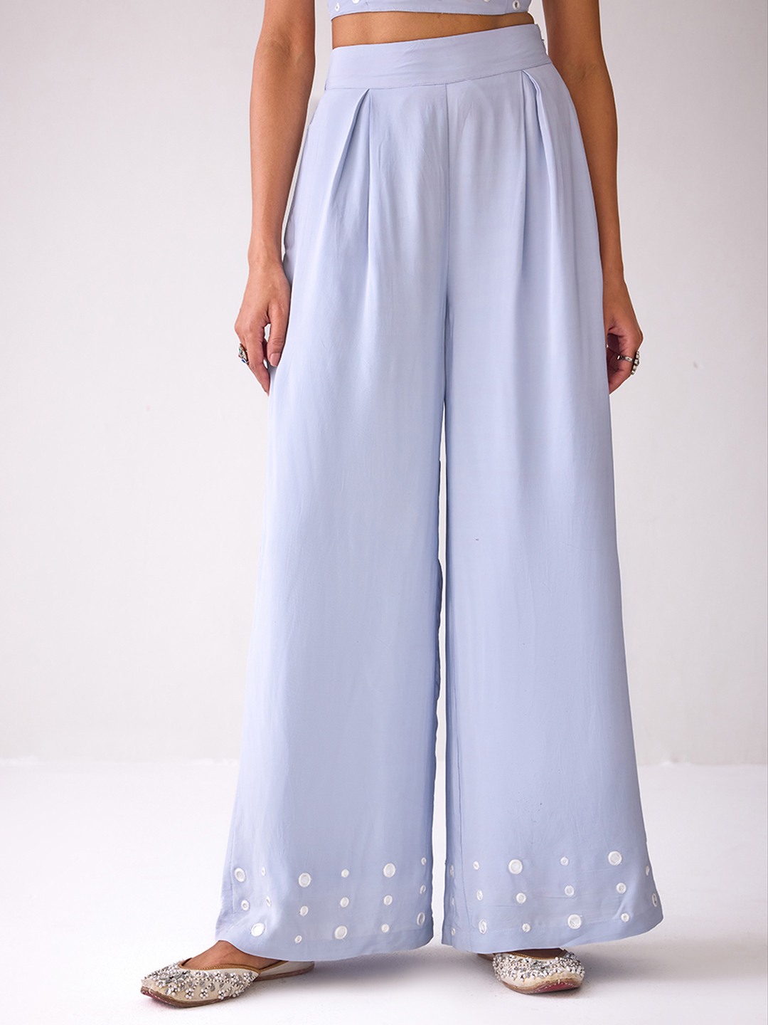Mirror Embroidered Flared Trouser