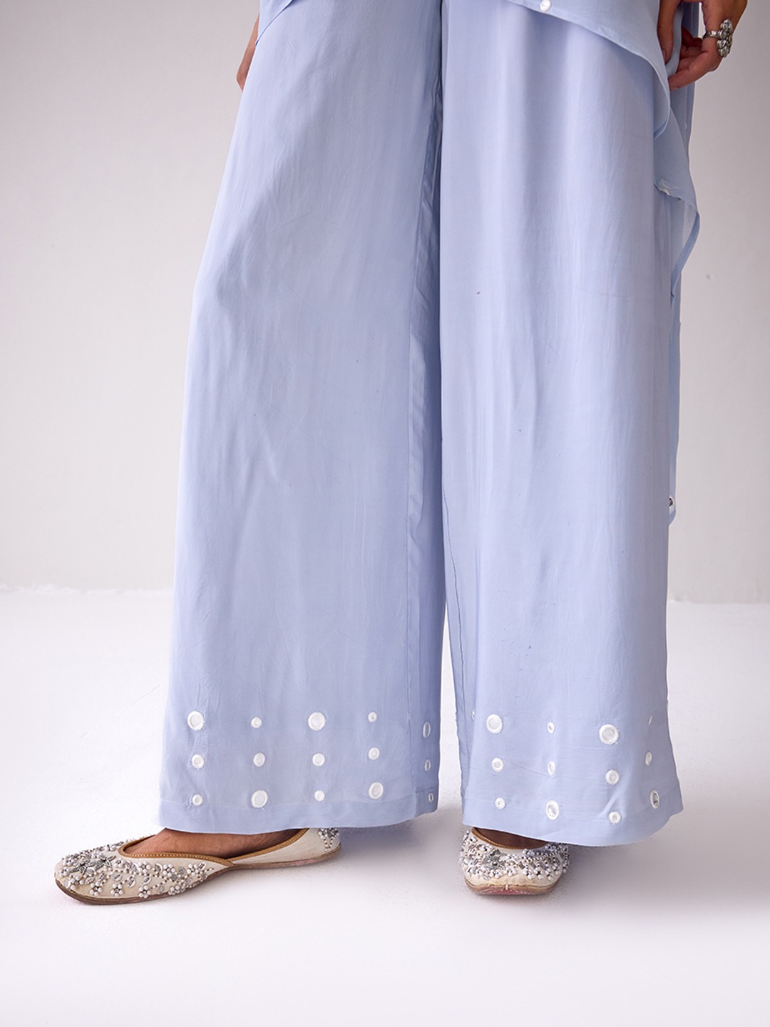 Mirror Embroidered Flared Trouser