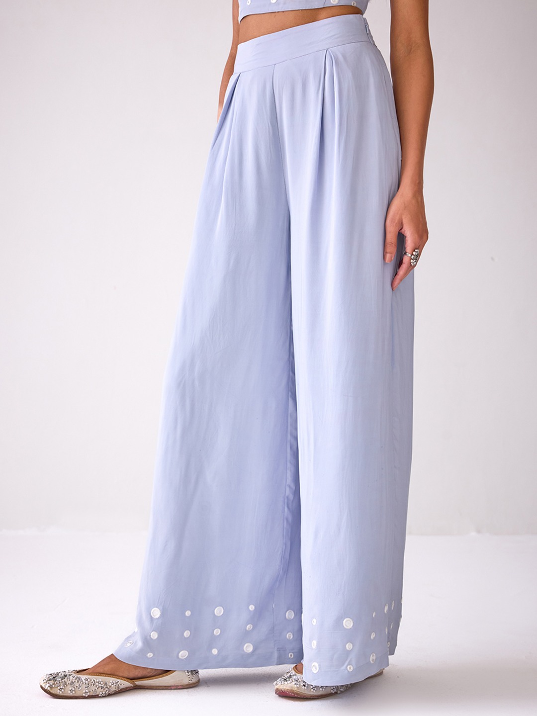 Mirror Embroidered Flared Trouser