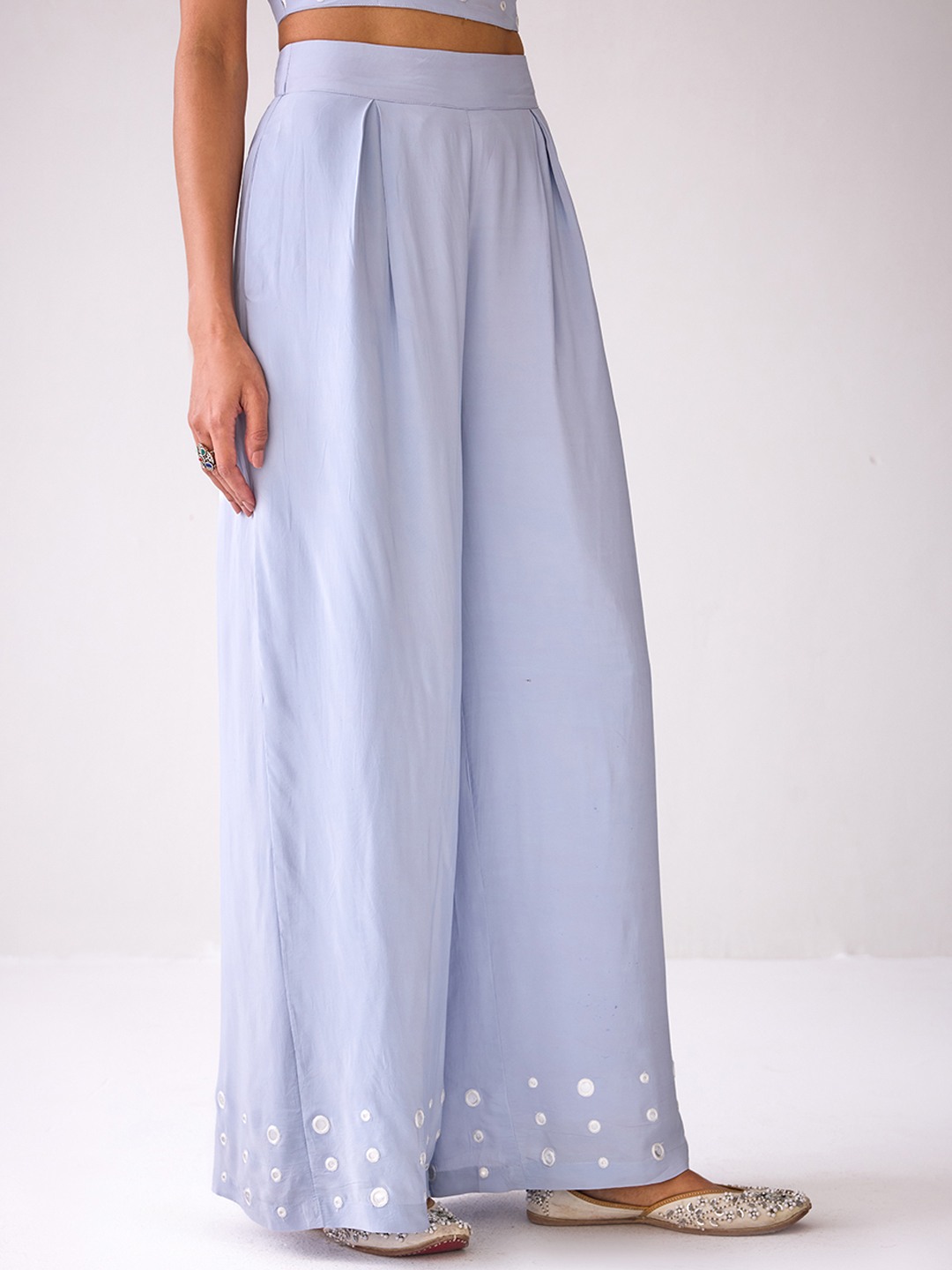 Mirror Embroidered Flared Trouser