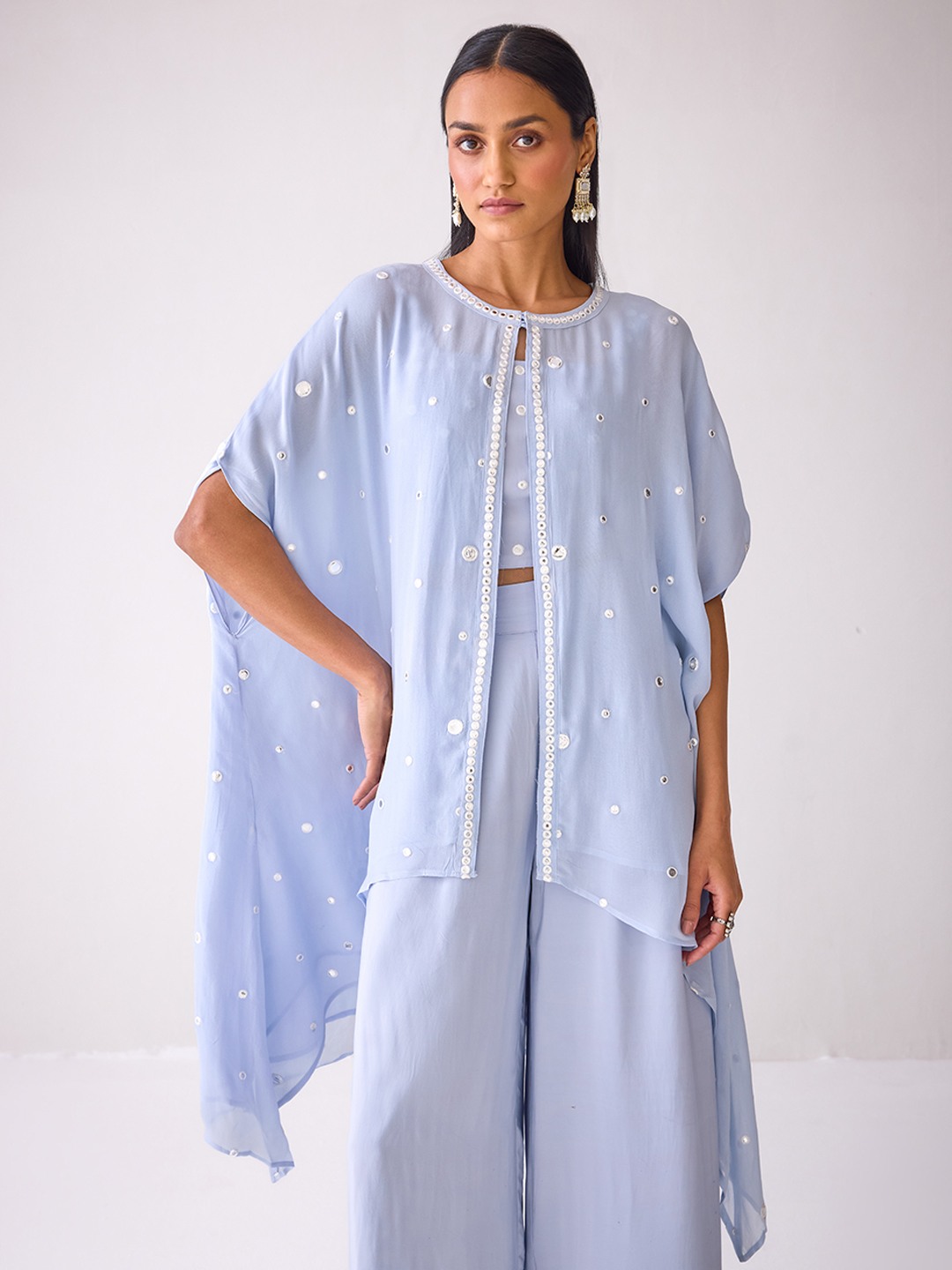 Mirror Embroidered Flared Trouser