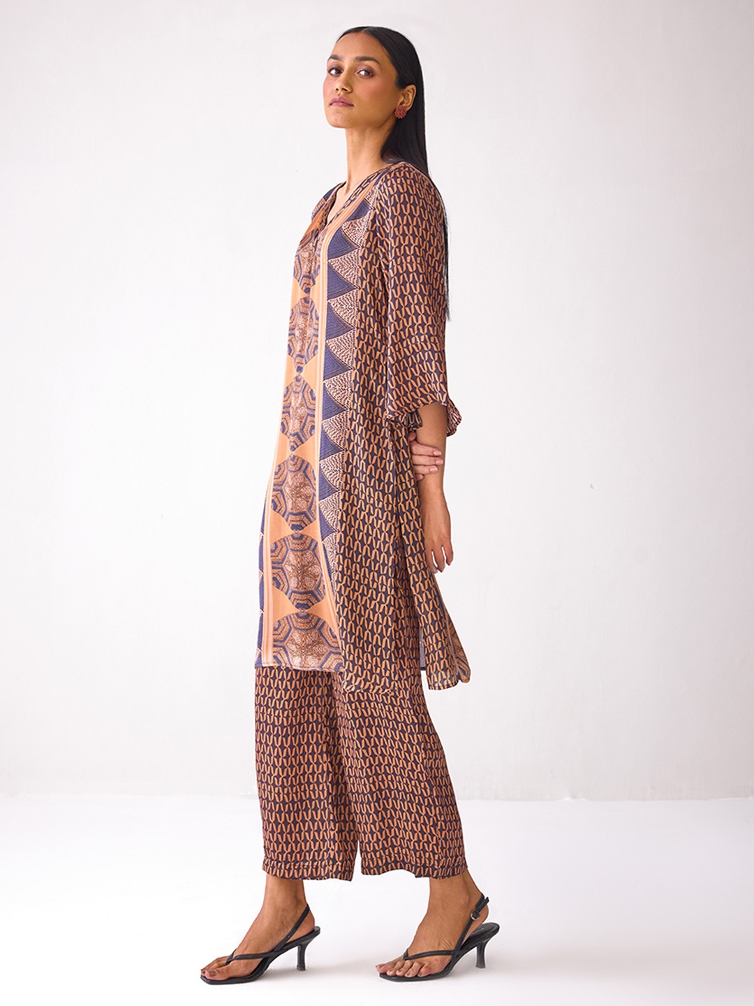 Rust Brown Printed Kurta