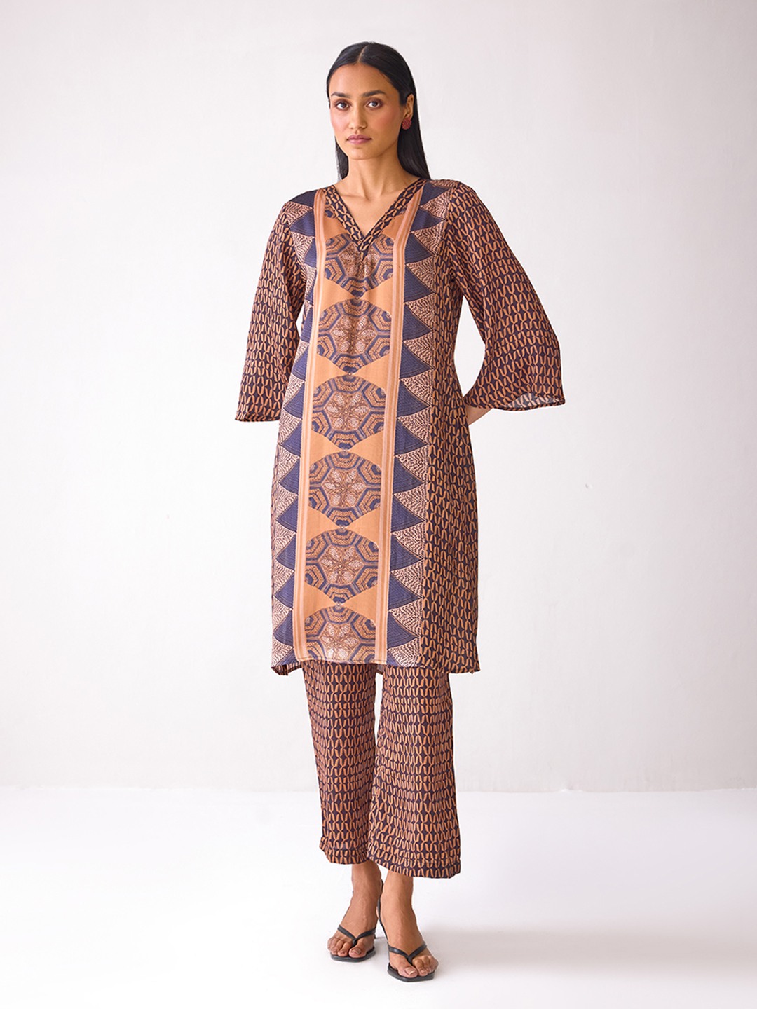Rust Brown Printed Kurta