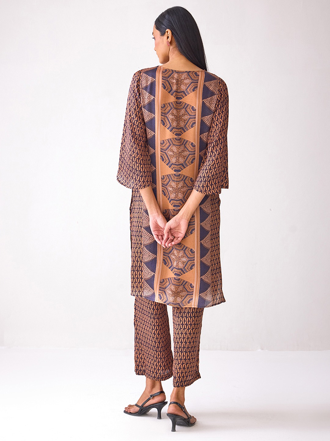 Rust Brown Printed Kurta