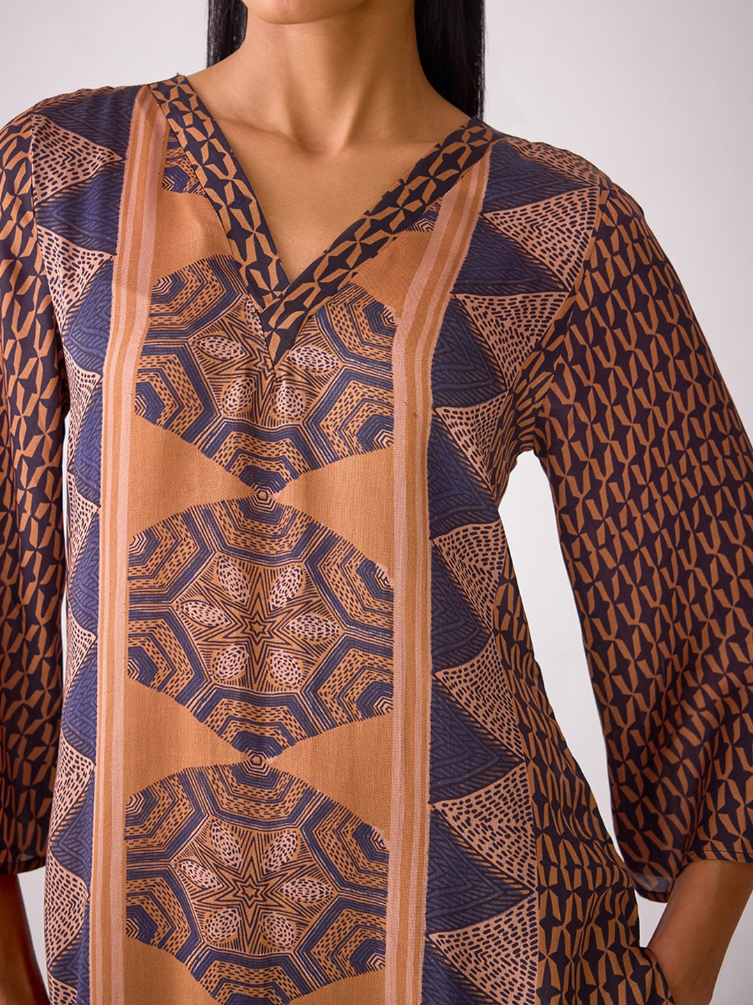 Rust Brown Printed Kurta