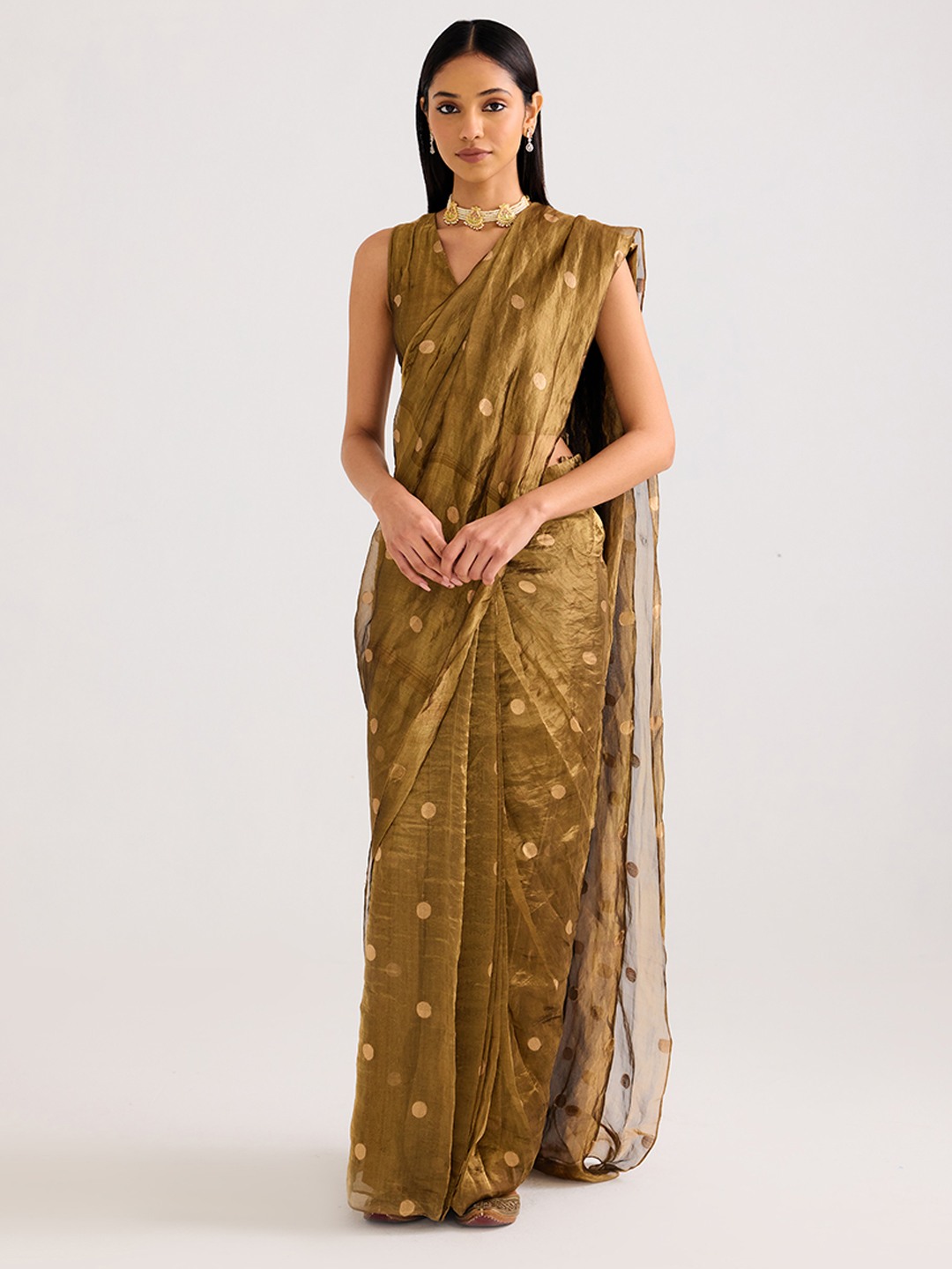 Gold Tissue Sleeveless Blouse