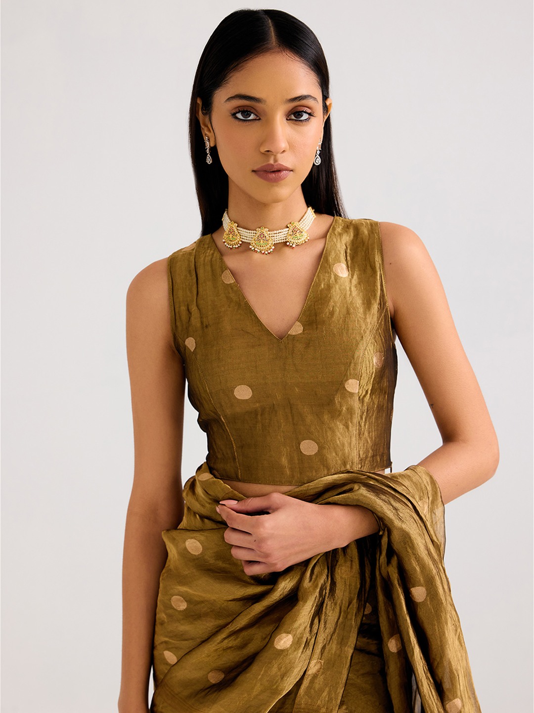 Gold Tissue Sleeveless Blouse