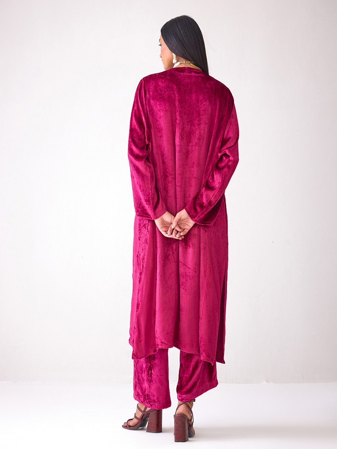 Masakkali Fuchsia Pink Velvet Kurta