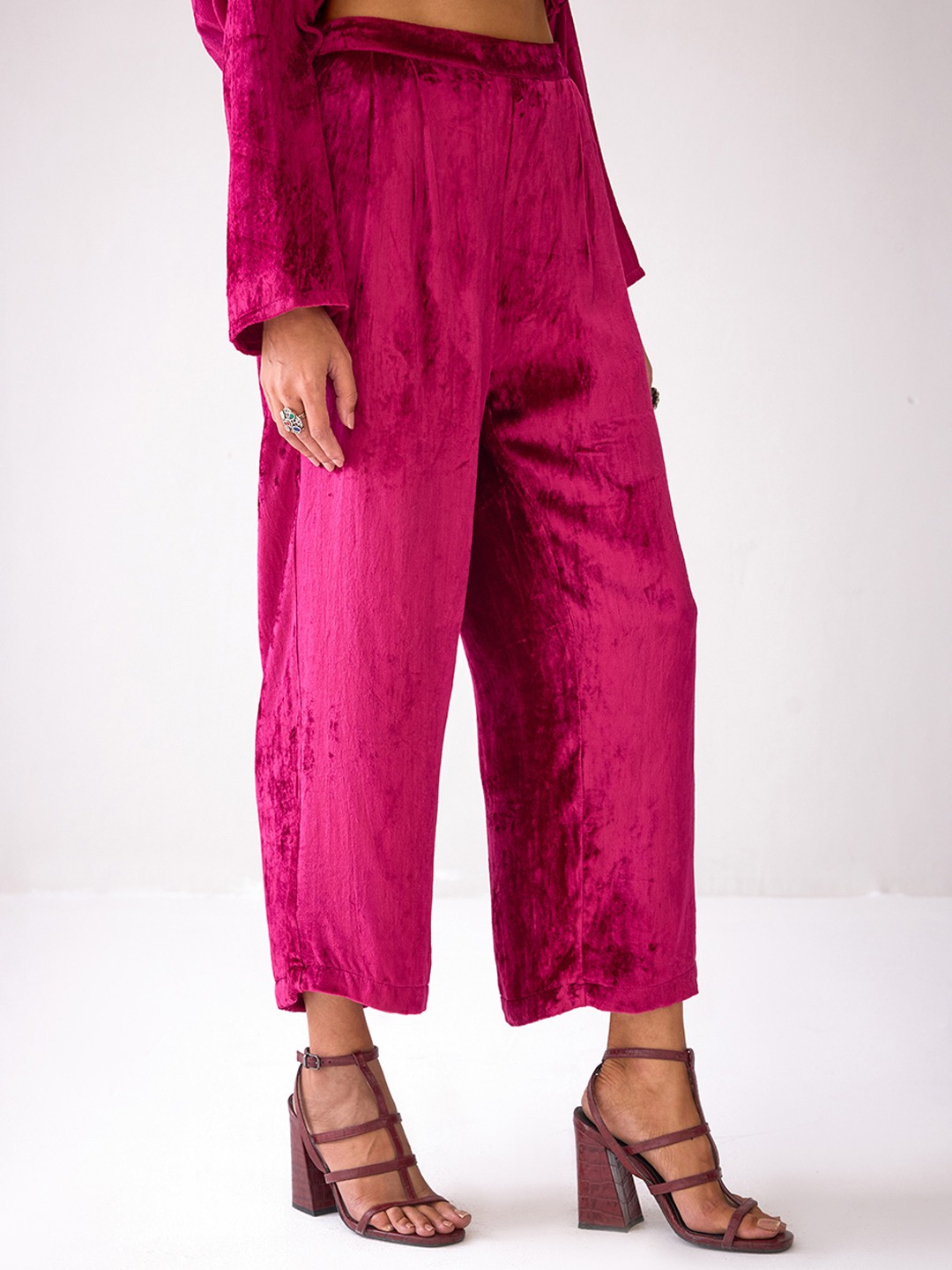 Masakkali Fuchsia Pink Velvet Trousers