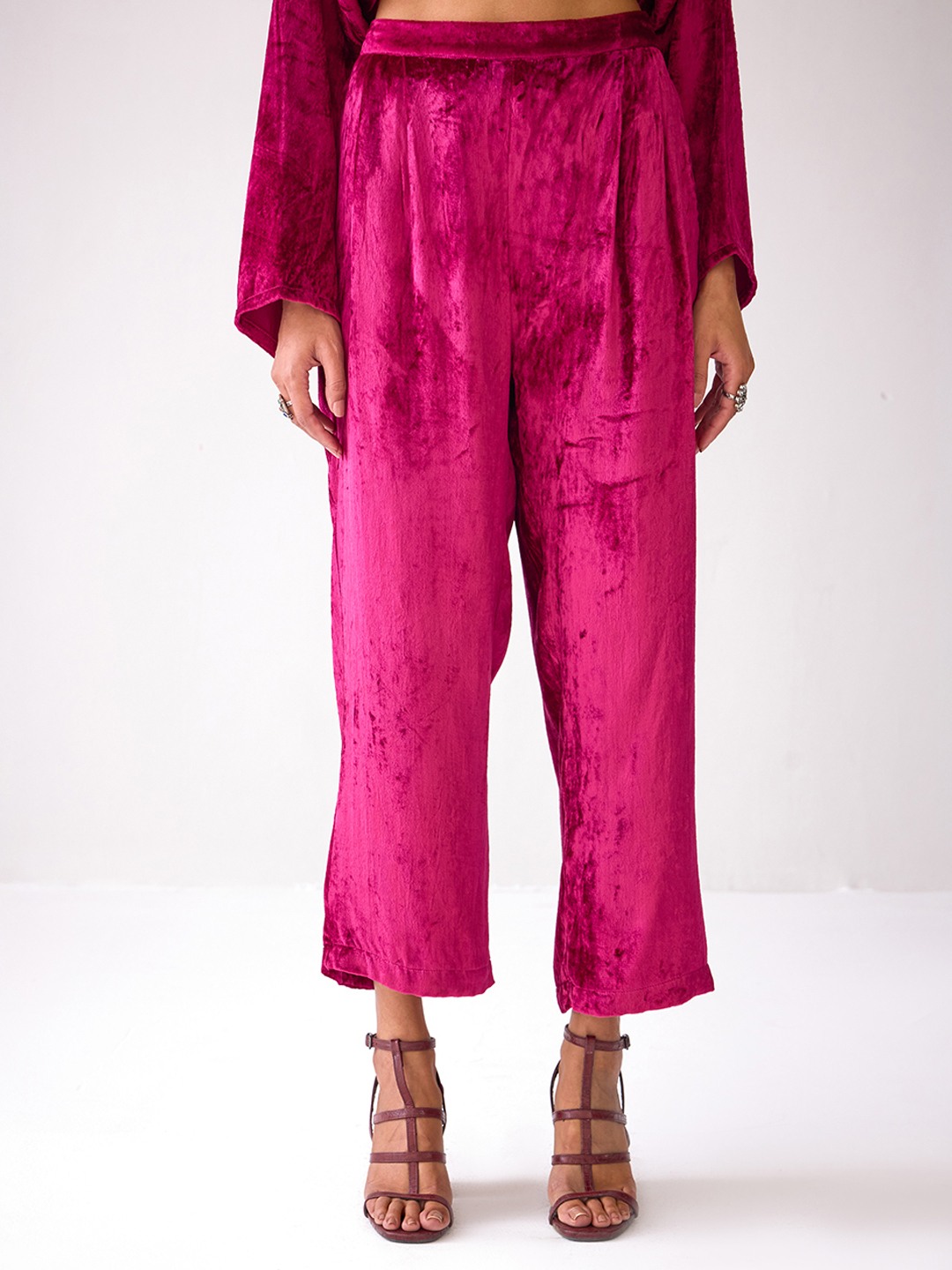 Masakkali Fuchsia Pink Velvet Trousers