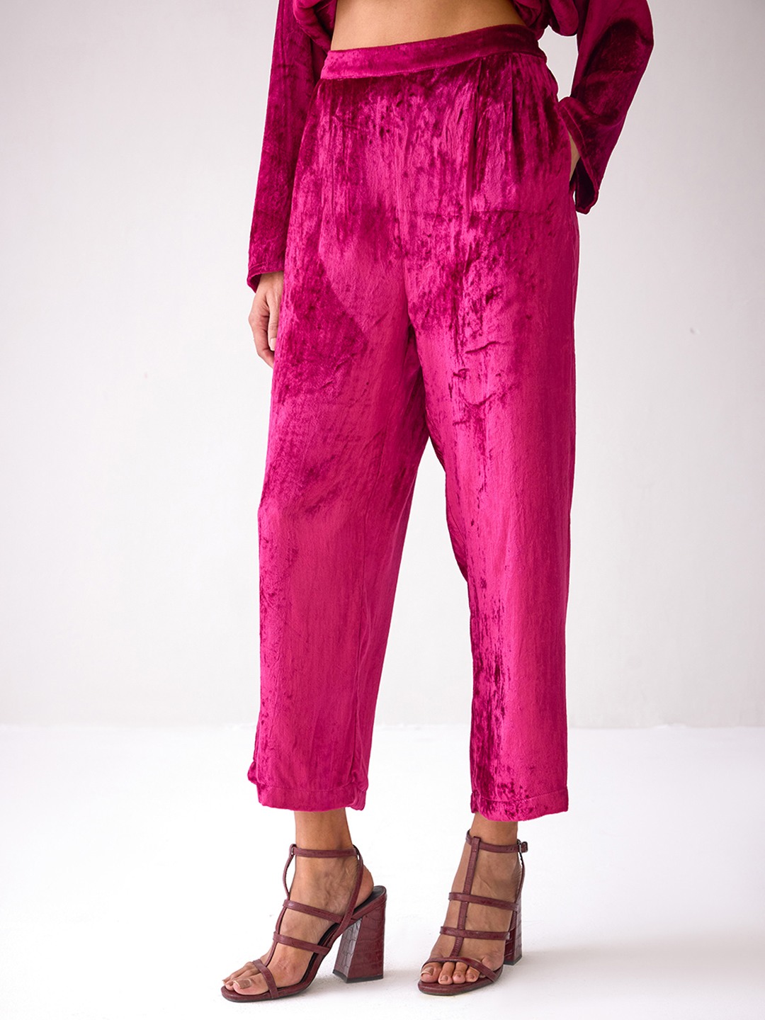 Masakkali Fuchsia Pink Velvet Trousers