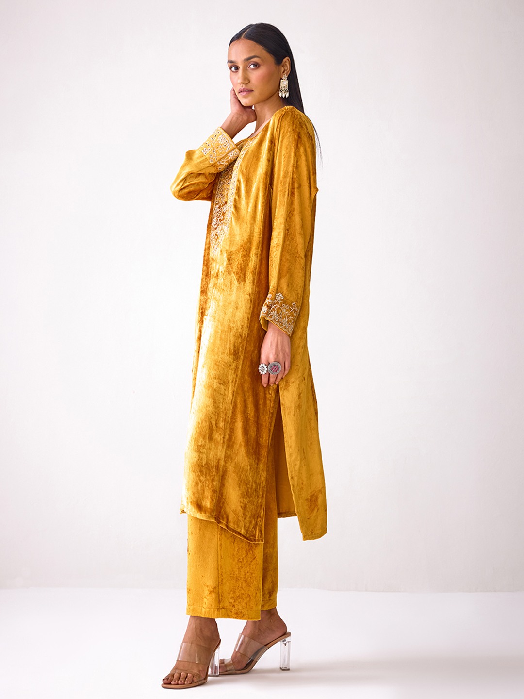 Masakkali Mustard Velvet Trousers