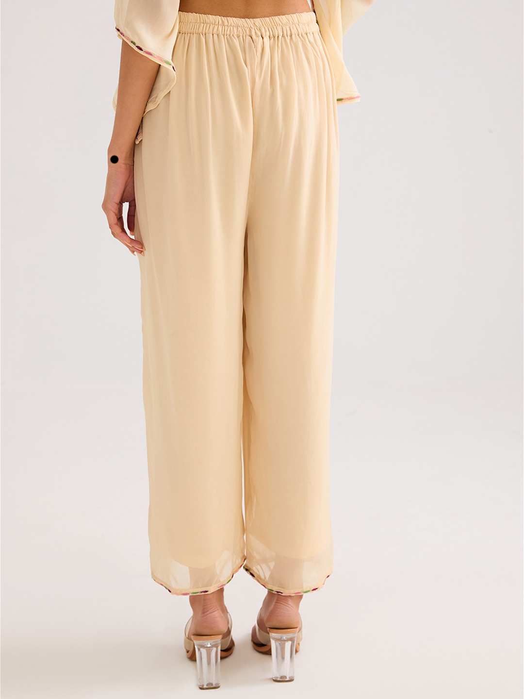 Beige straight trousers