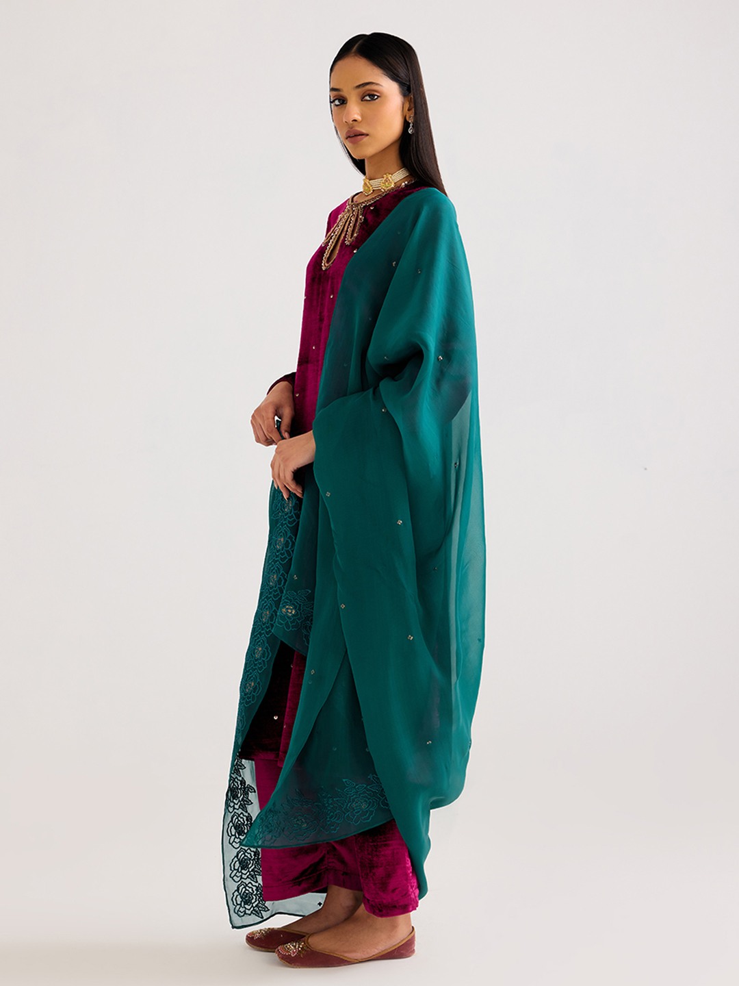 Organza embroidered drape