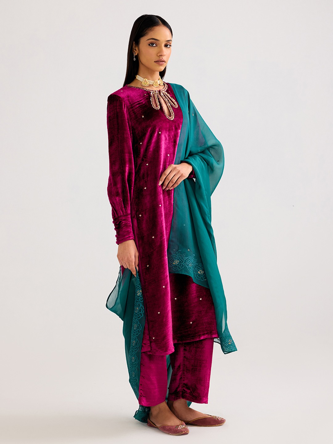 Organza embroidered drape