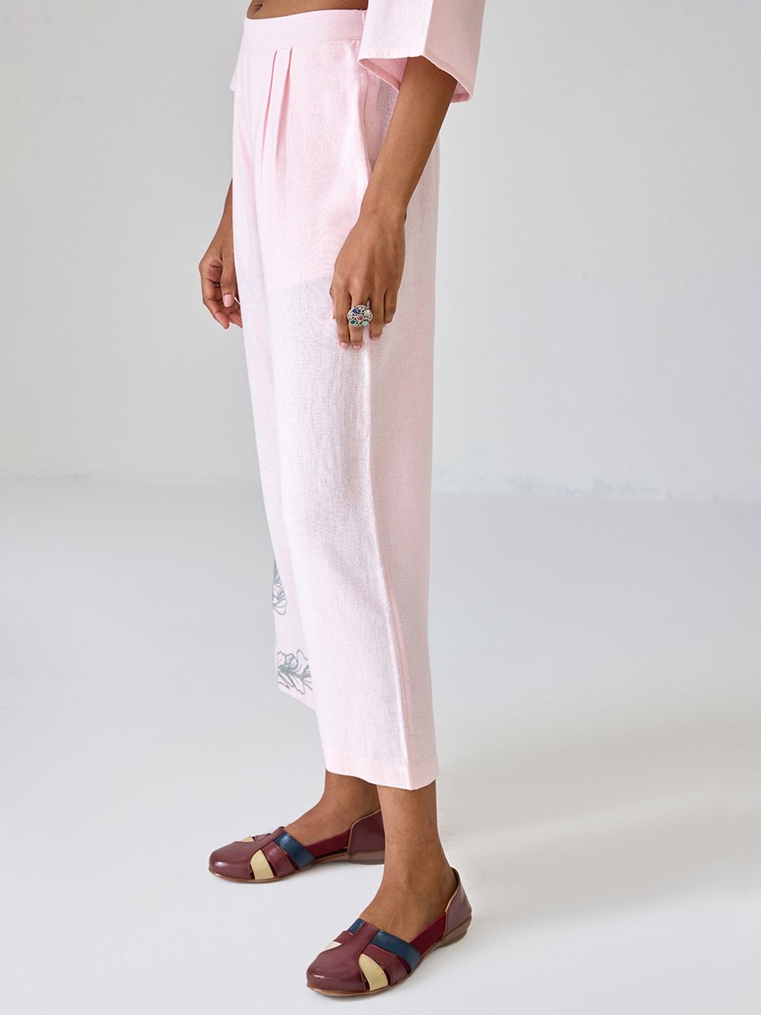 Peach Embroidered Co-ord Trouser