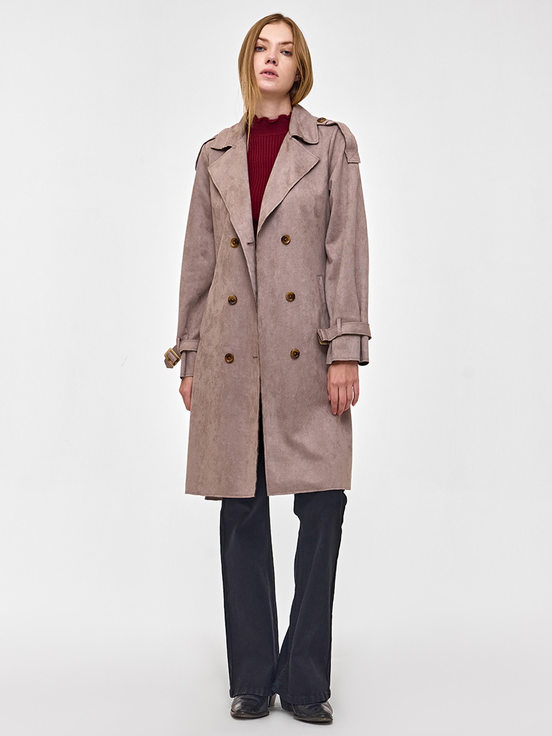 GREY OVER COAT WITH BELT