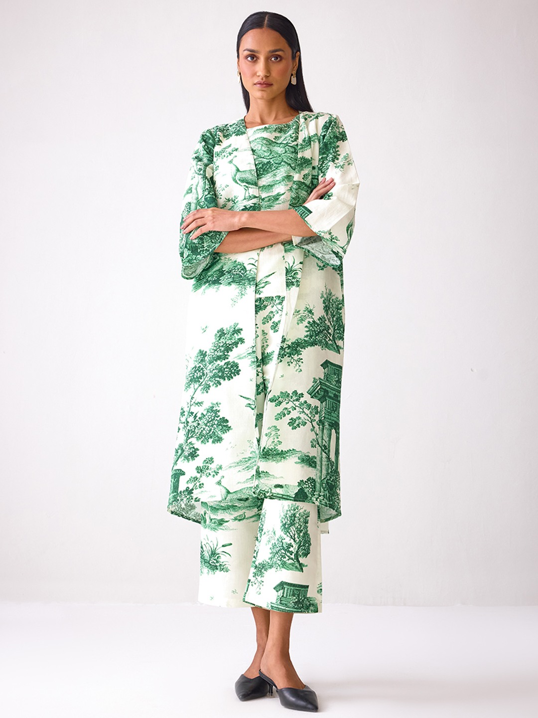 Beige Forest Inspired Printed Trousers