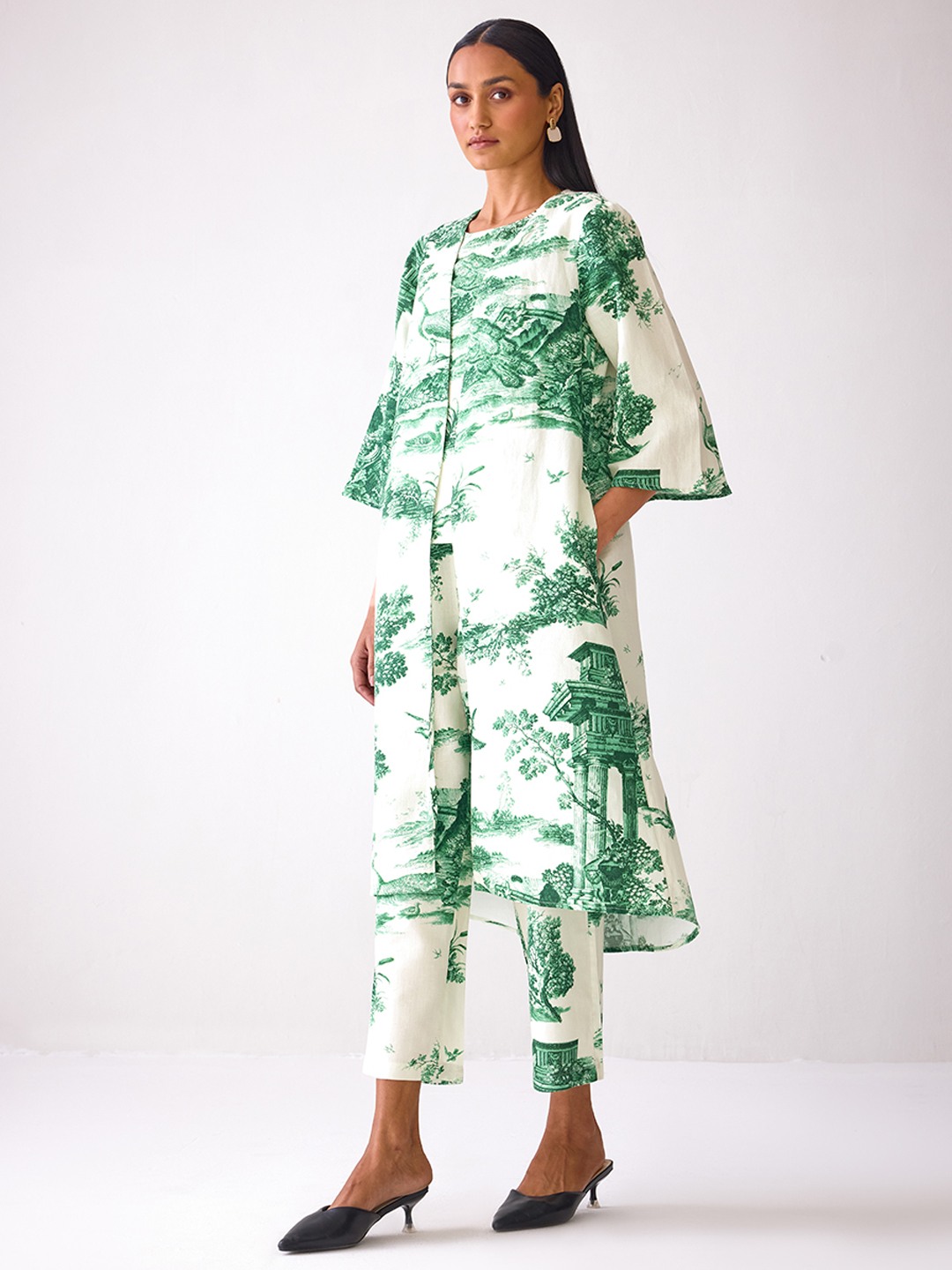 Beige Forest Inspired Printed Trousers