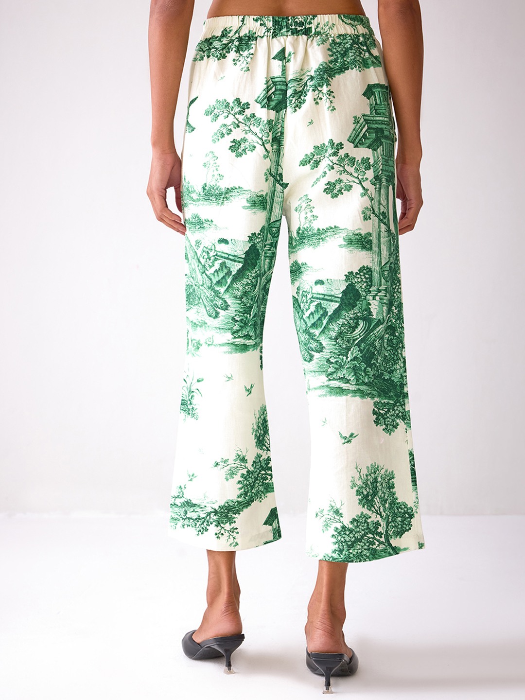 Beige Forest Inspired Printed Trousers