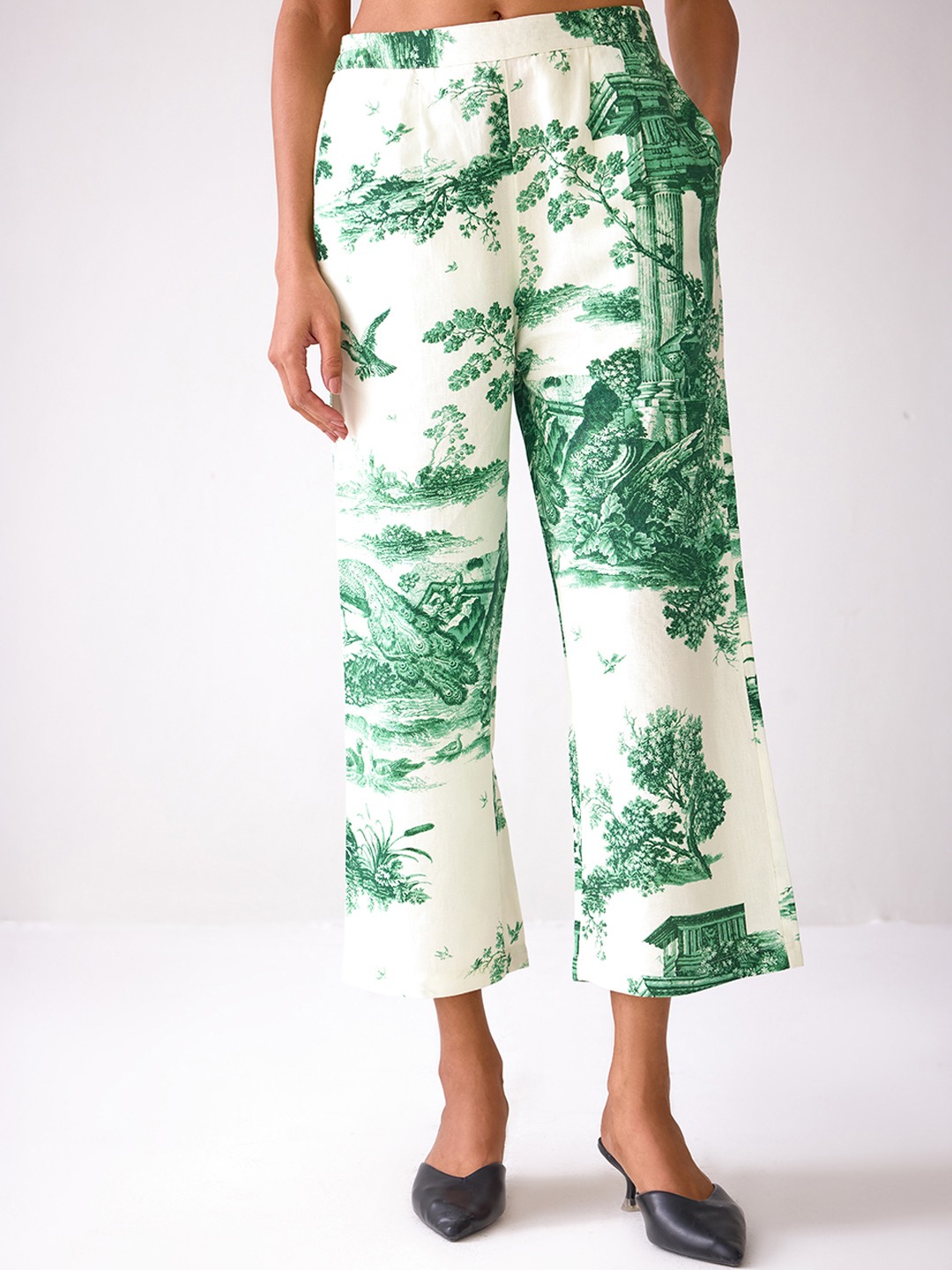 Beige Forest Inspired Printed Trousers