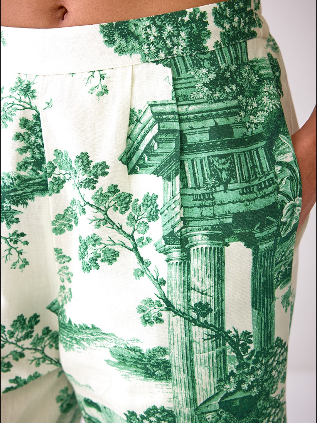 Beige Forest Inspired Printed Trousers