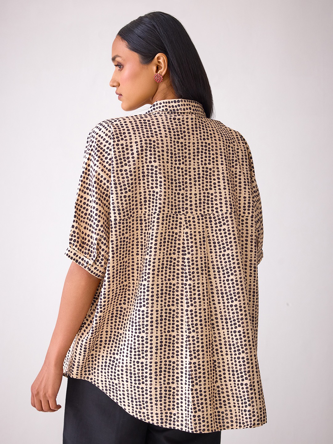 Beige Cotton Printed Top
