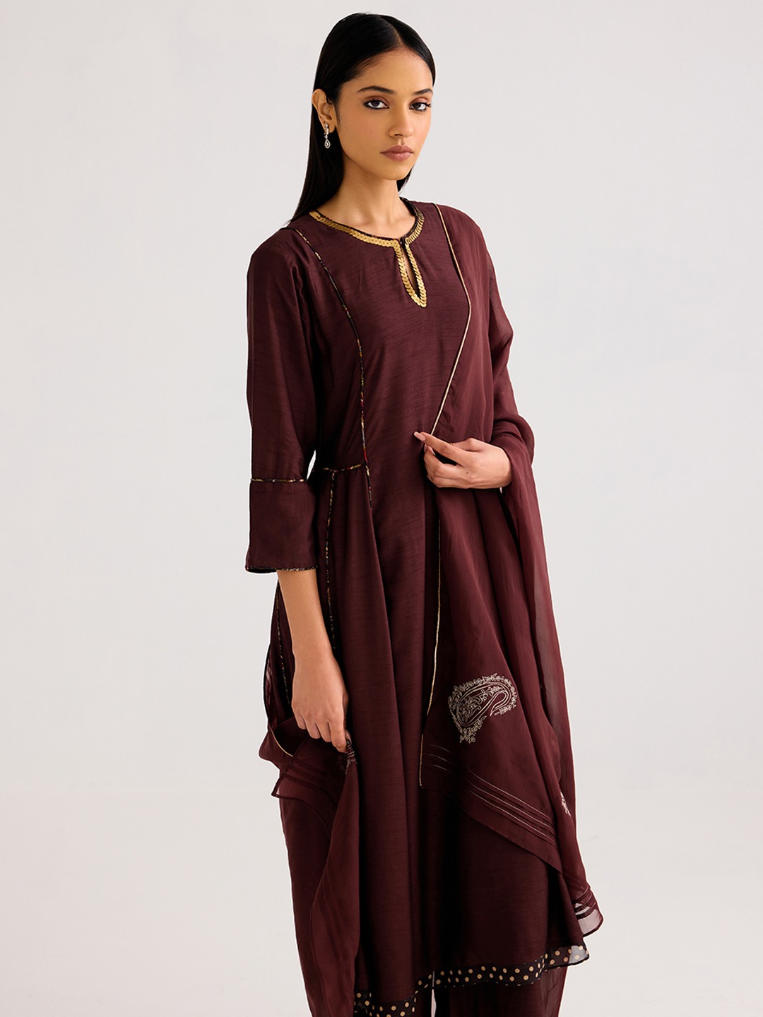 Brown organza Drape