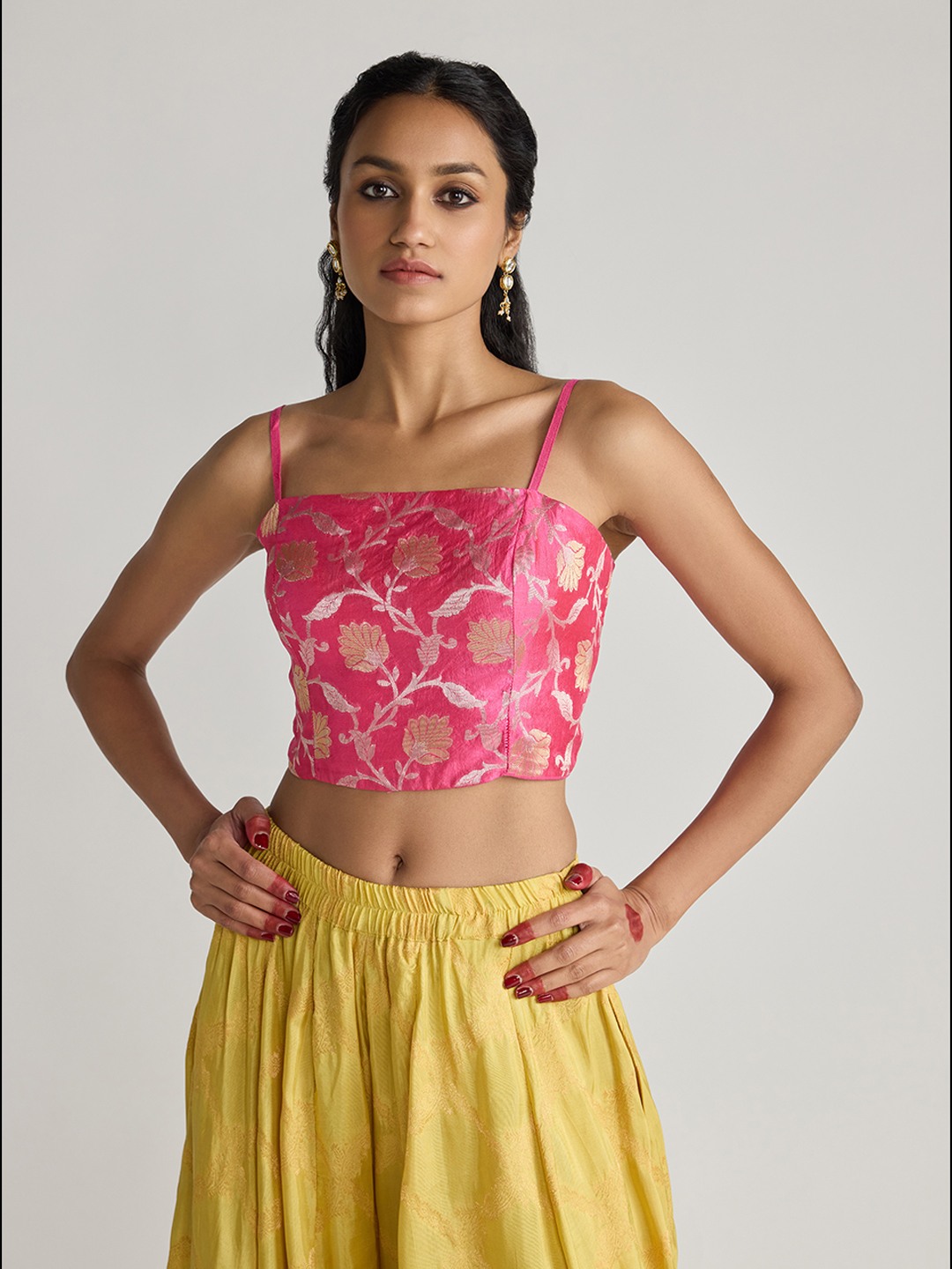 Pink Brocade Top