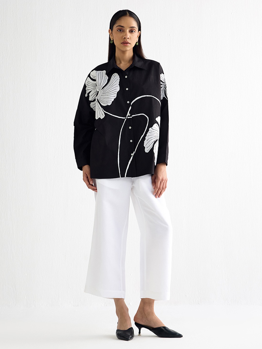 Black Applique Wabi Sabi Shirt